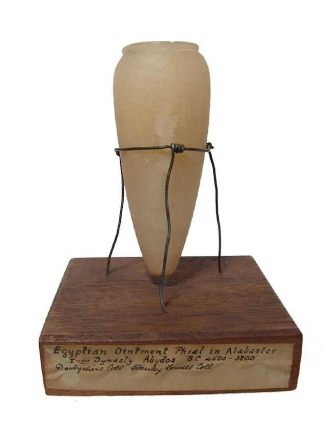 A lovely Egyptian alabaster cosmetic vessel
