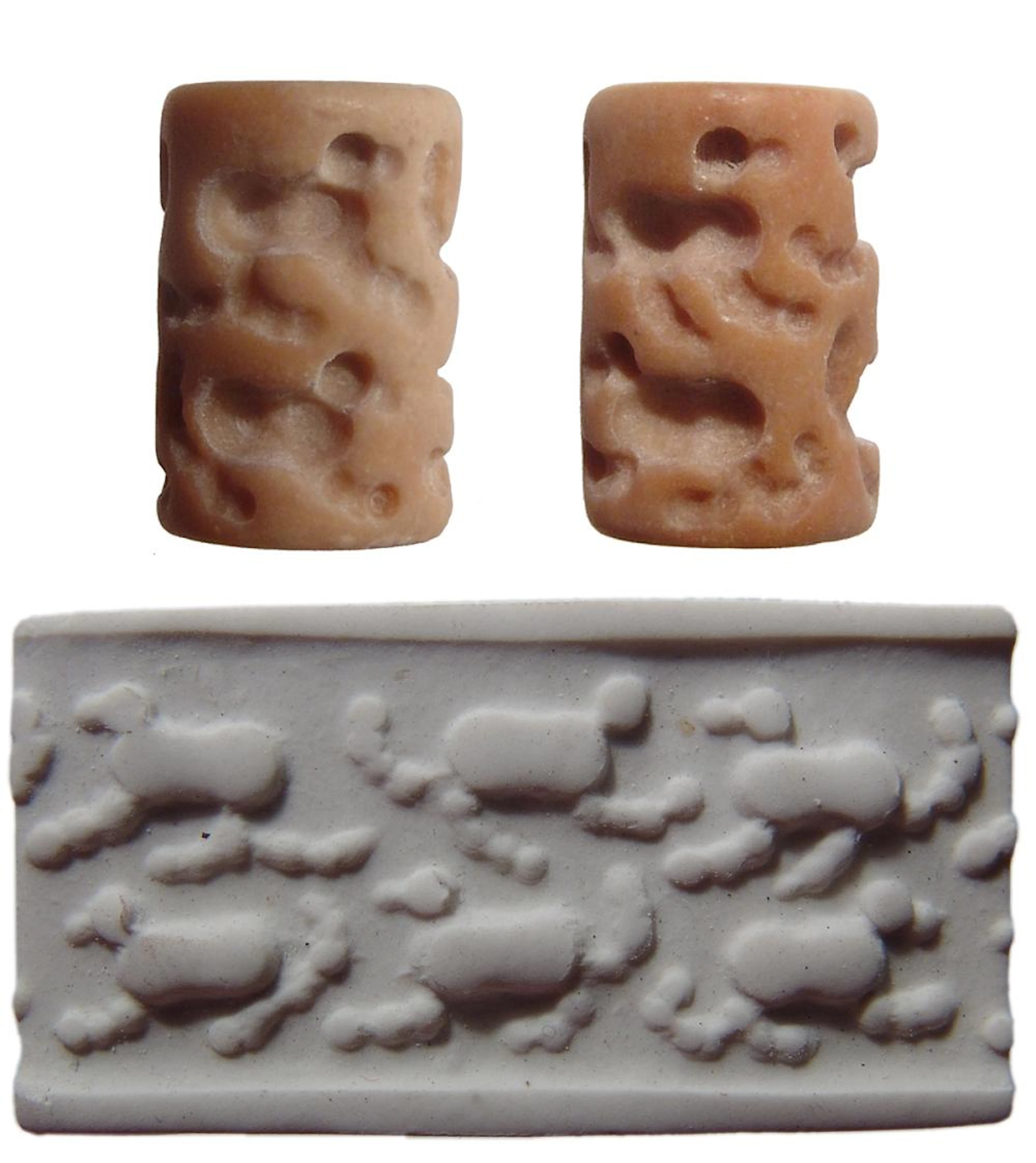 A very nice Sumerian creme marble cylinder seal