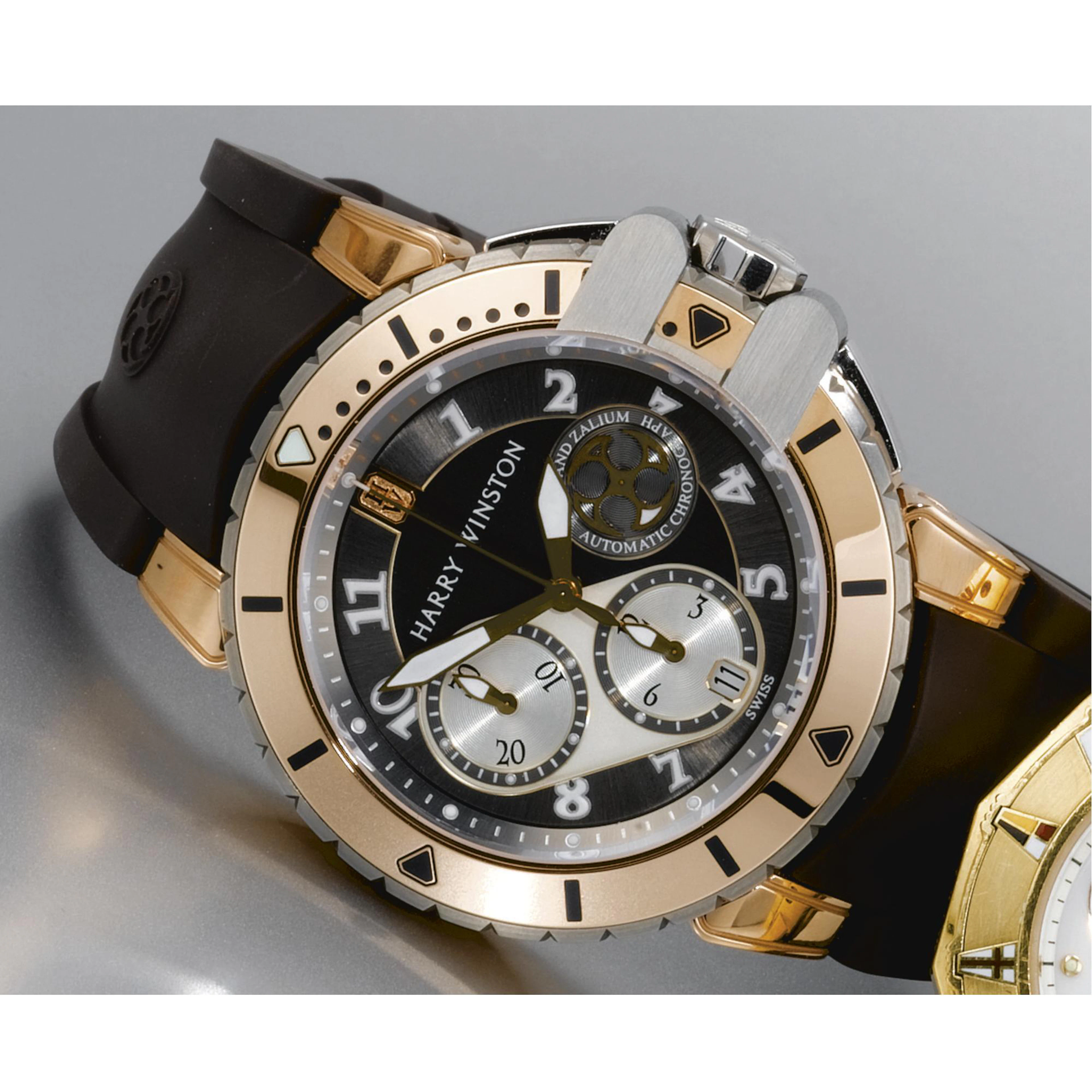 A pink gold and zalium automatic chronograph wristwatch with dateOcean Diver, "Taormina Filmfest 2006"
