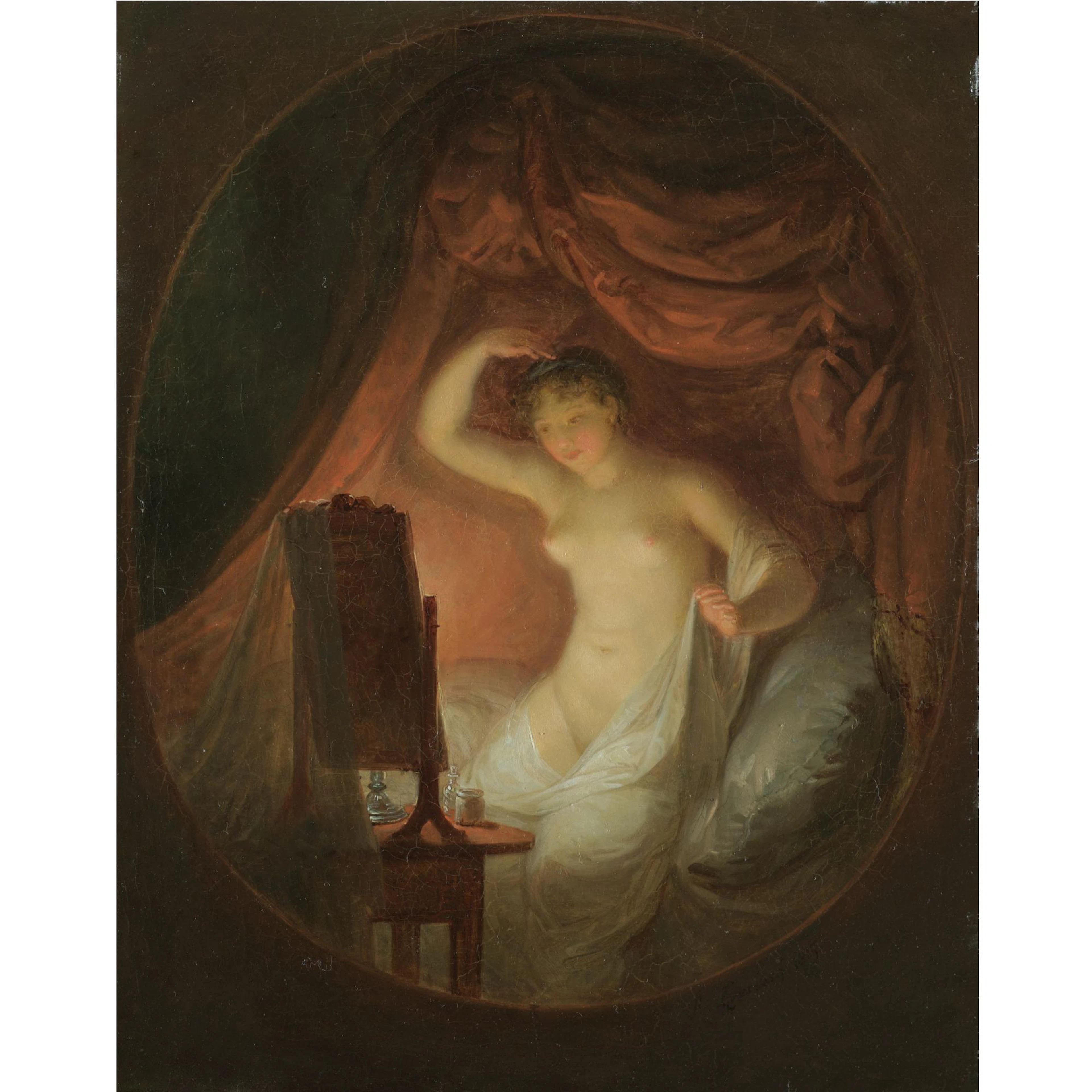 A young lady at her toilette