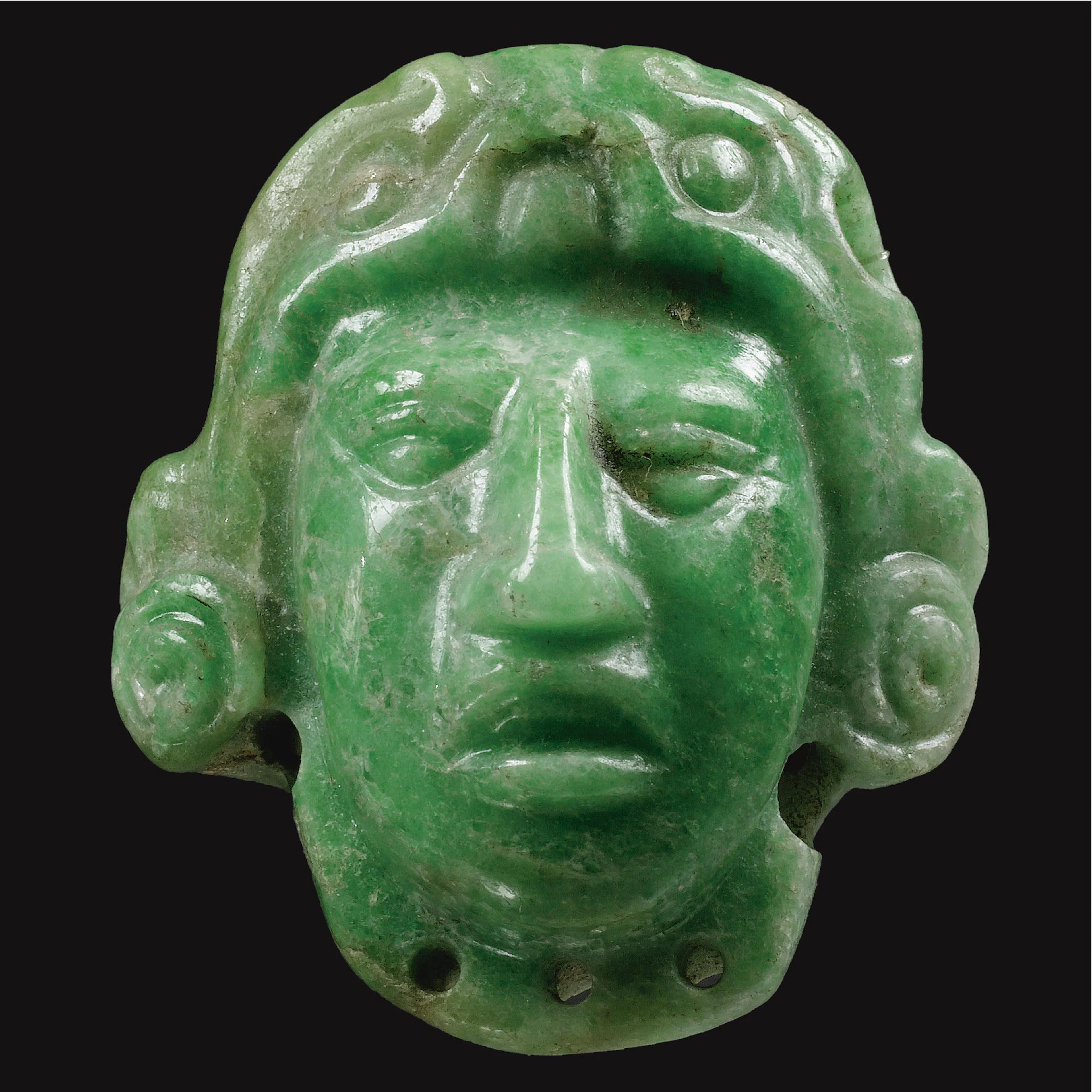 A Fine Maya Jade Head Pendant,