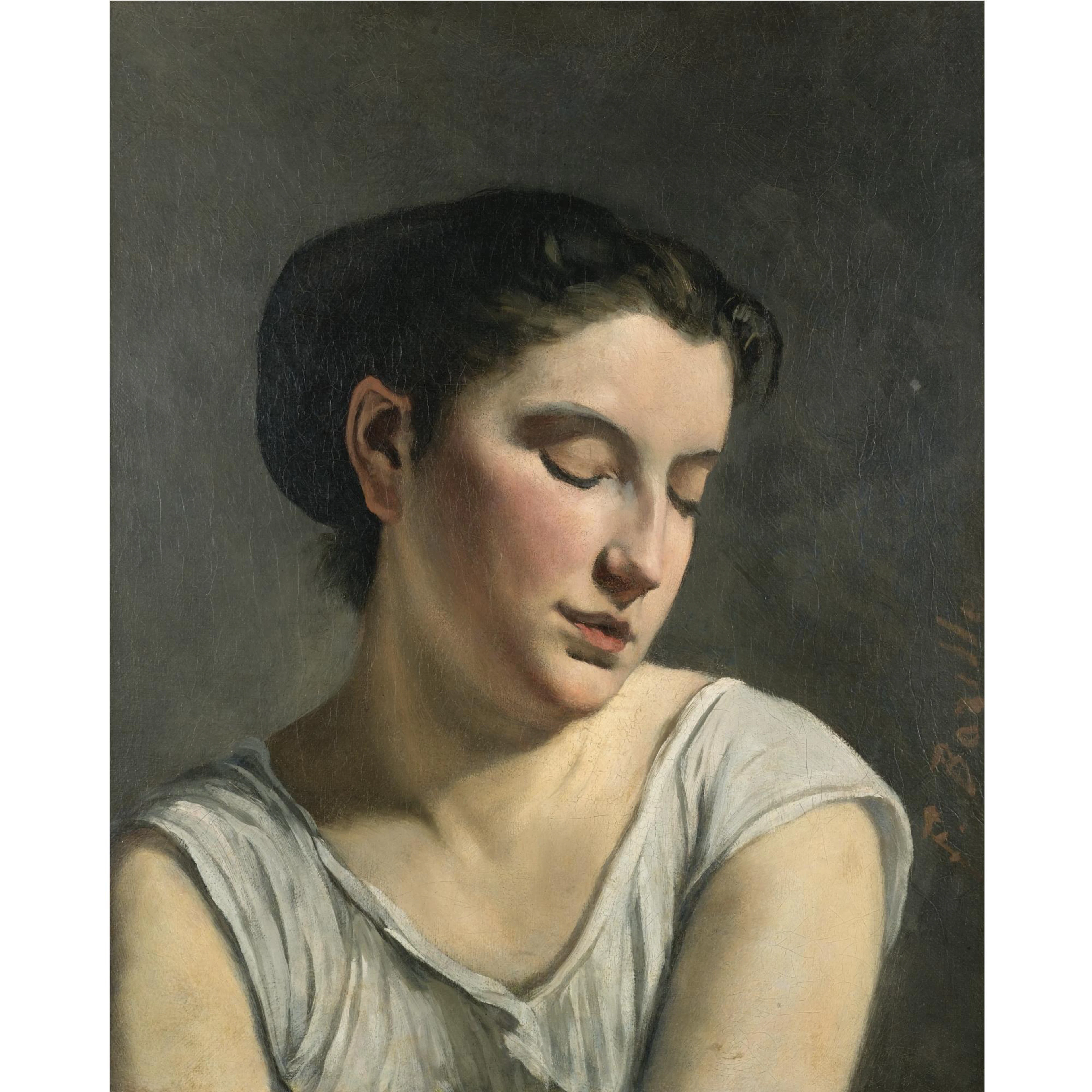 JEUNE FILLE AUX YEUX BAISSÉS