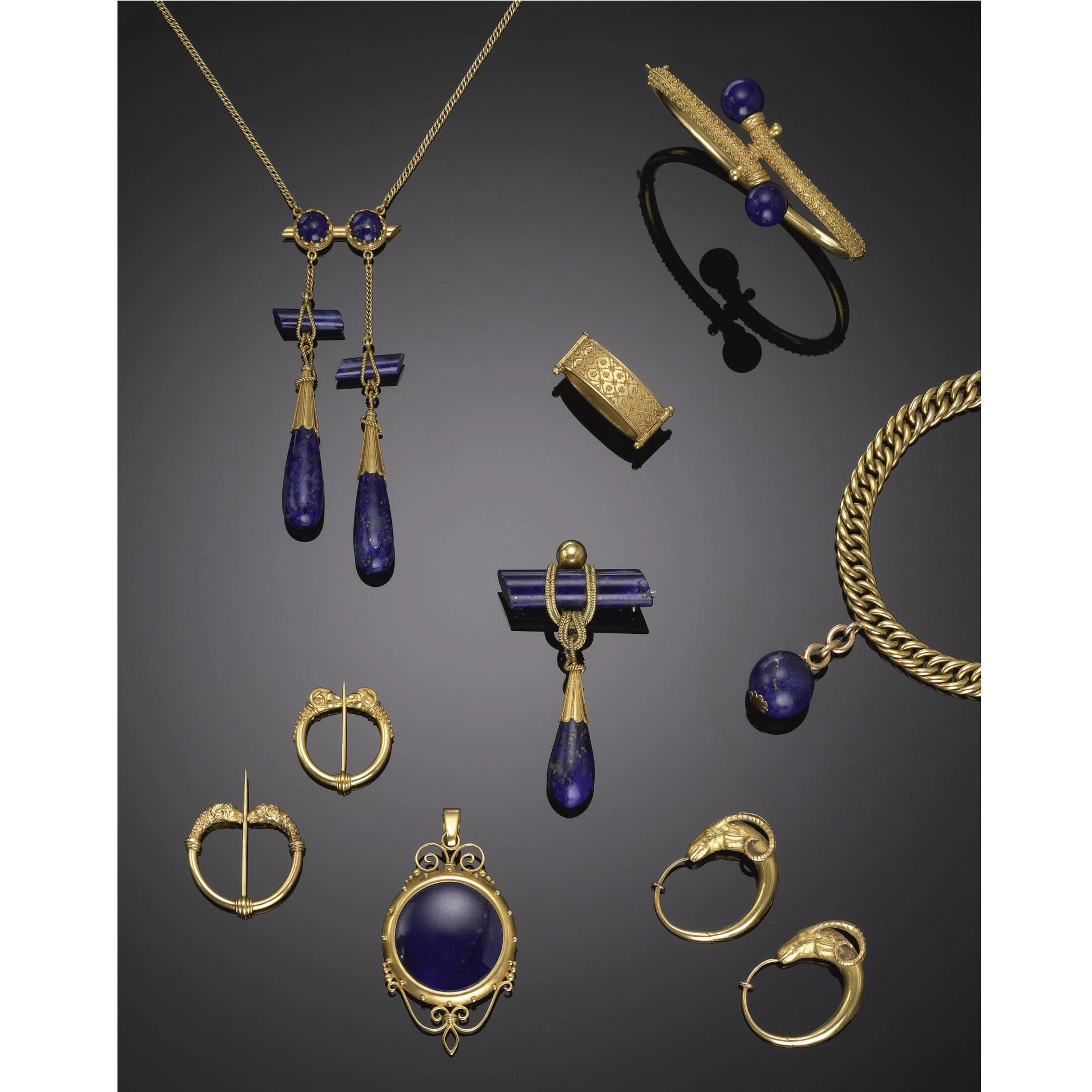 parure, bracciale orecchini e spilla