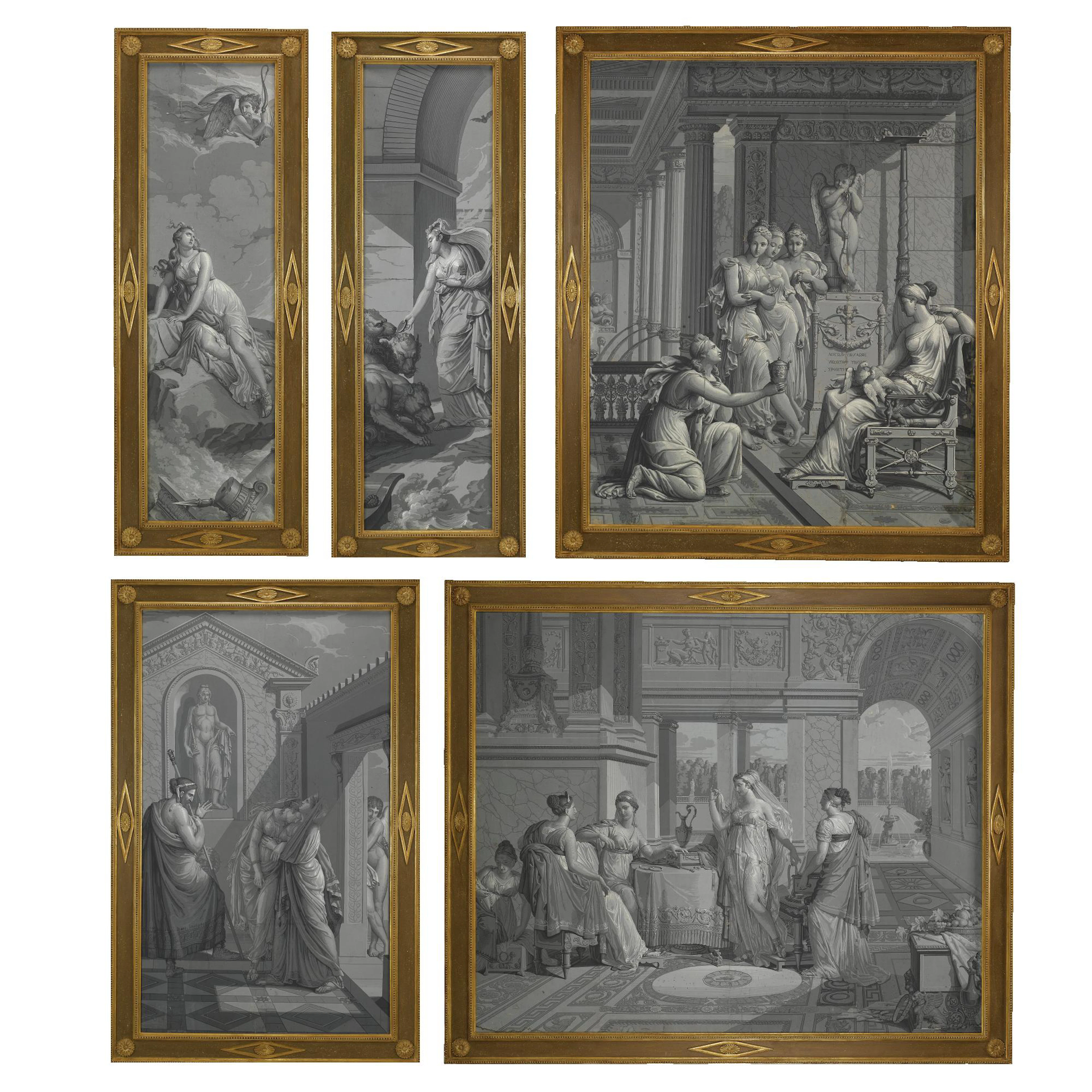 A set of grey and white papier peints