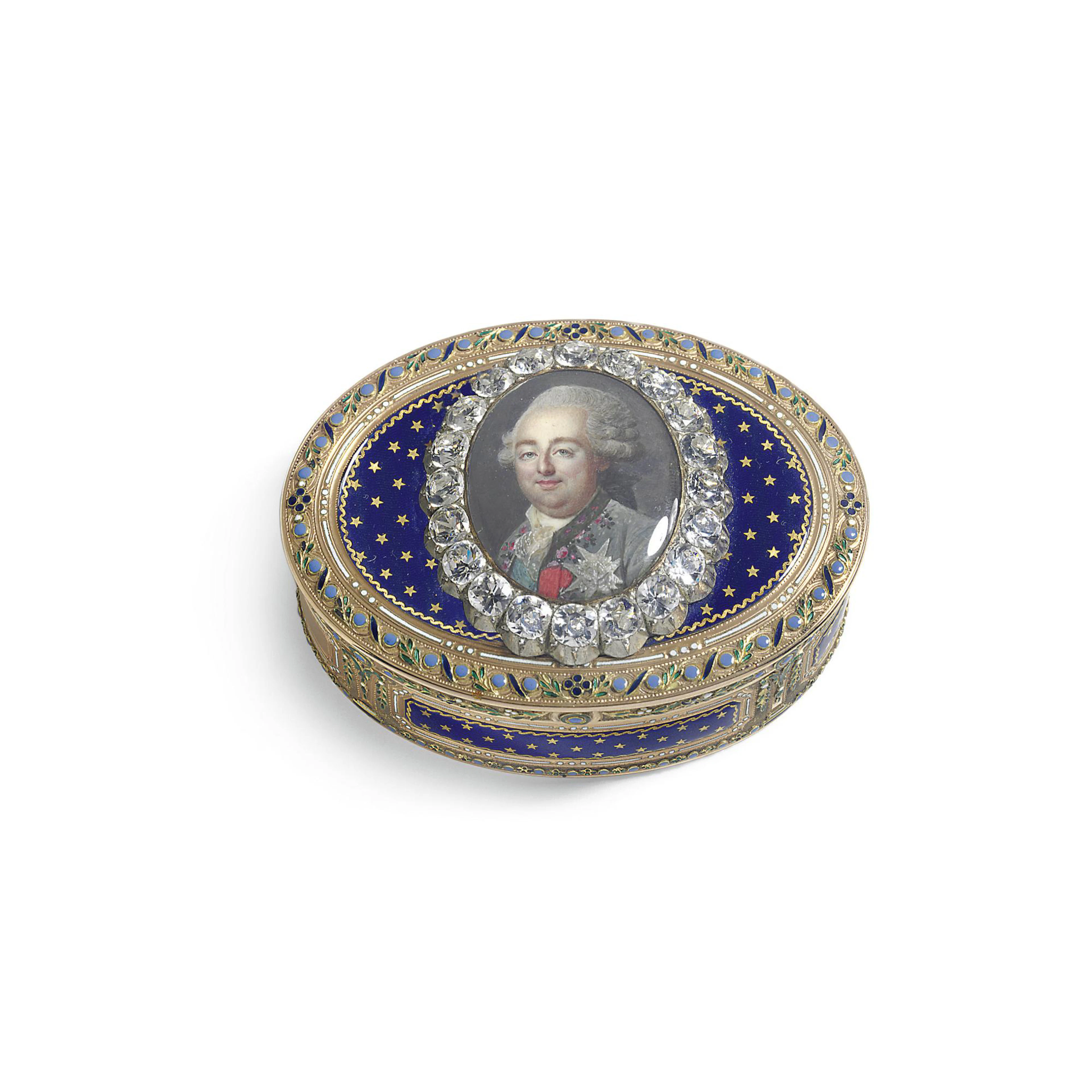 A gold and enamel snuff box