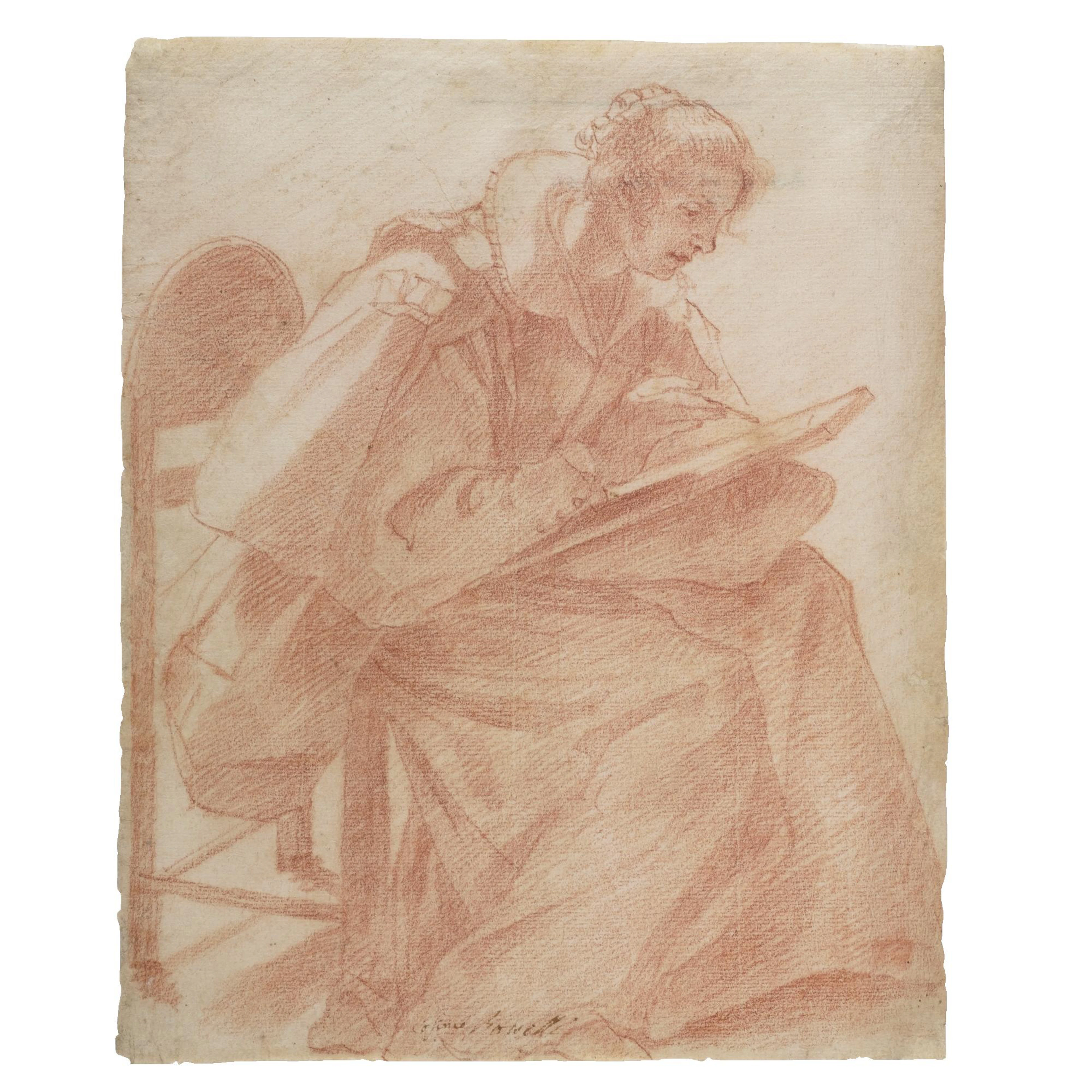 a lady seated, sketching
