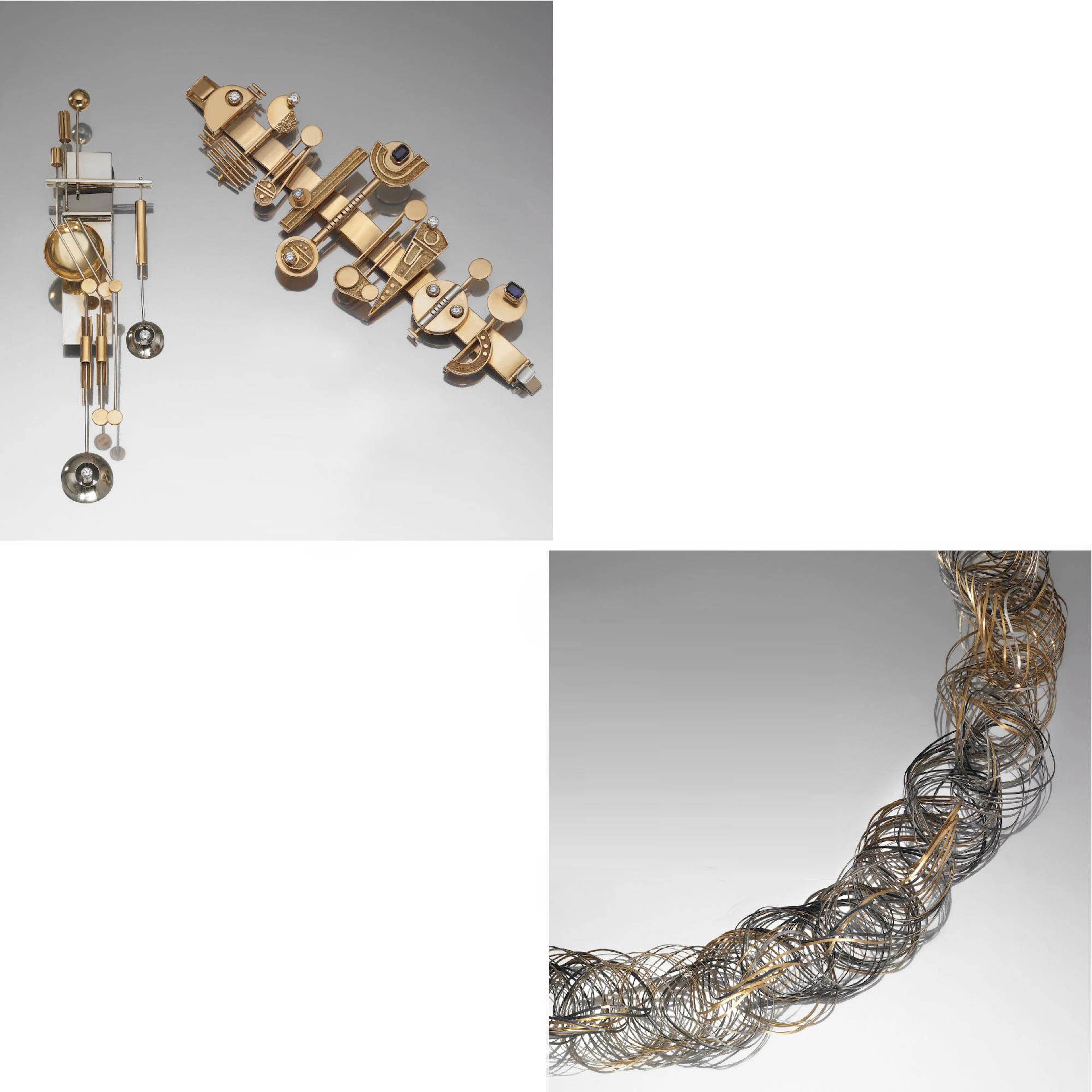 Collezione di gioielli in oro, argento, acciaio, zaffiri e diamanti A.Giorgi 1970 circa