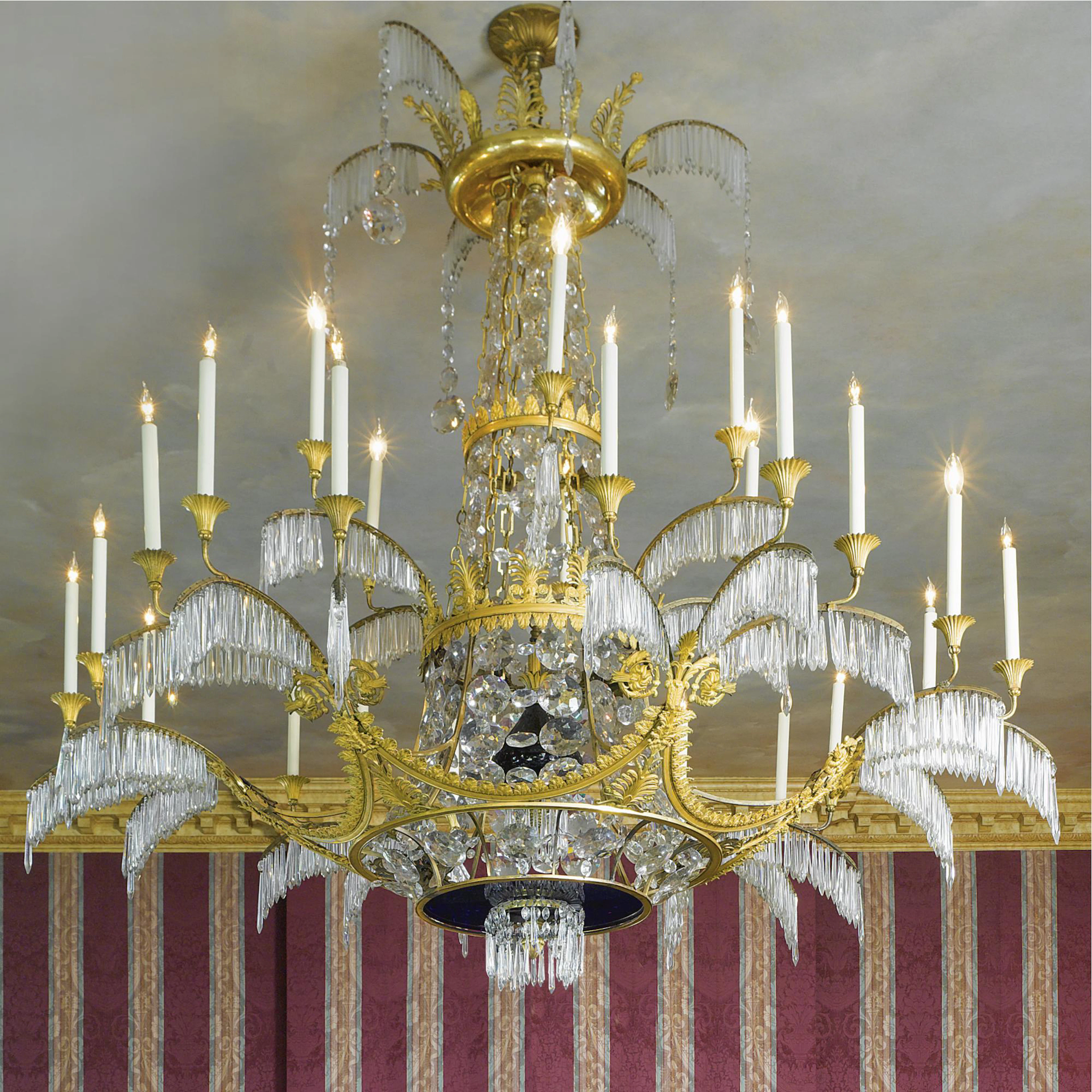 A large Russian neoclassical ormolu and cut-glass twenty-four light chandelier, Saint Petersburg, circa 1800