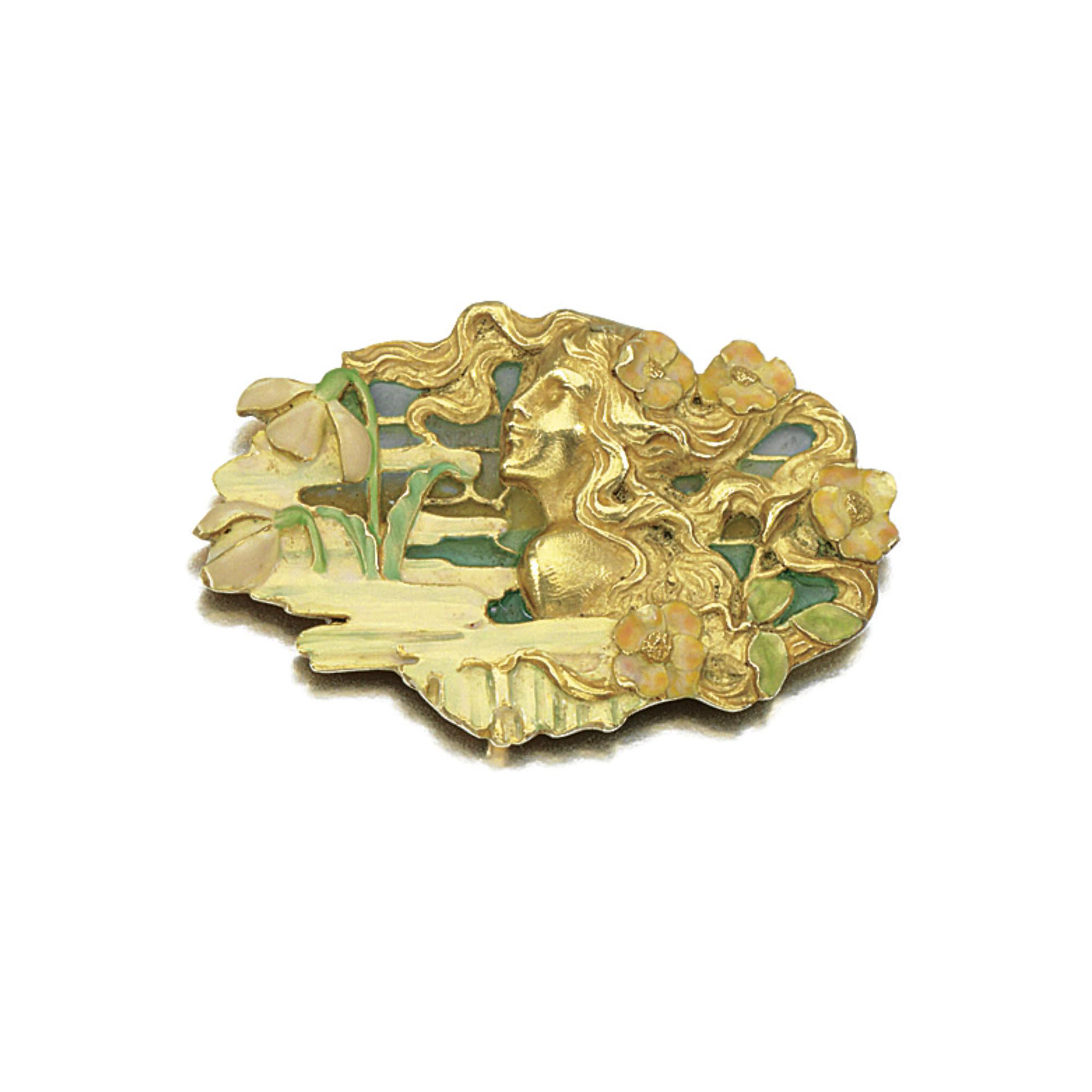GOLD AND ENAMEL BROOCH/PENDANT, EUGÈNE FEUILLÂTRE, CIRCA 1900