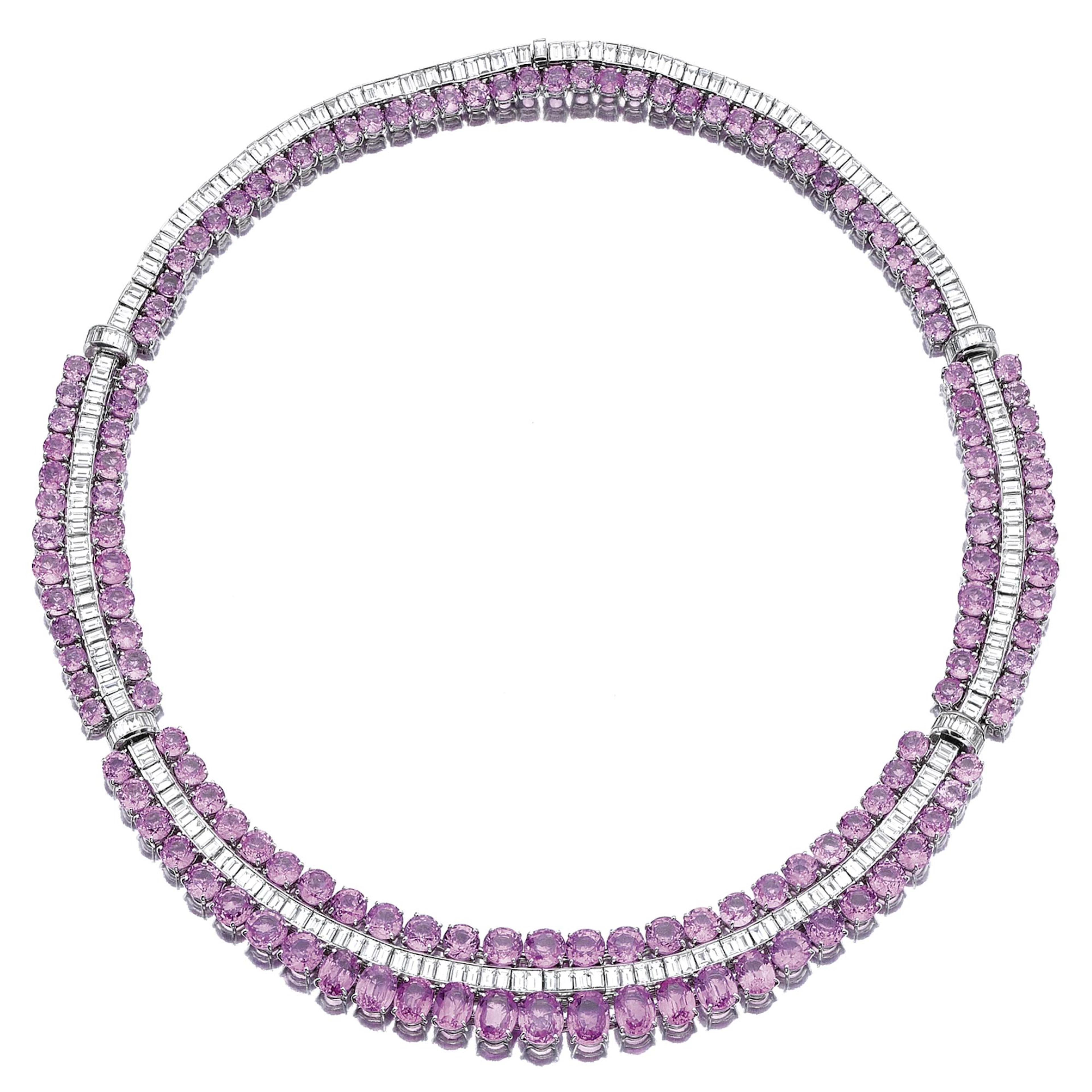Pink sapphire and diamond necklace, Fürst
