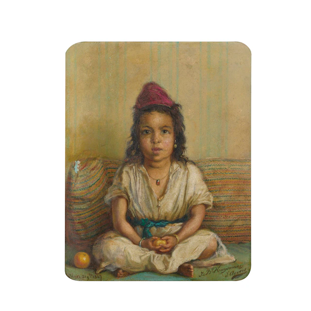 La jeune fleuriste; enfant à la pomme