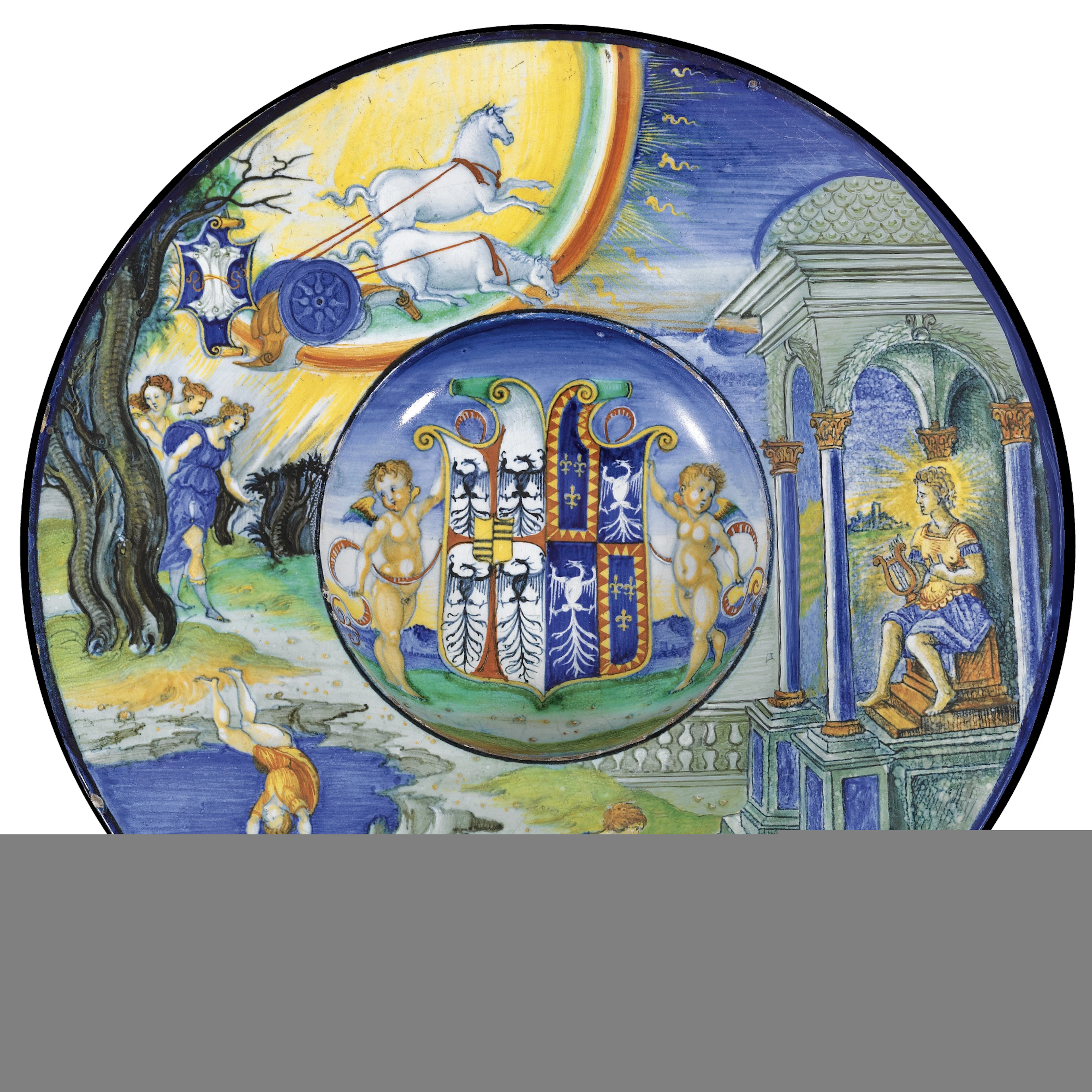 Piatto in maiolica di Urbino stemma d'Este Gonzaga, c. 1521. diam. cm 27.5