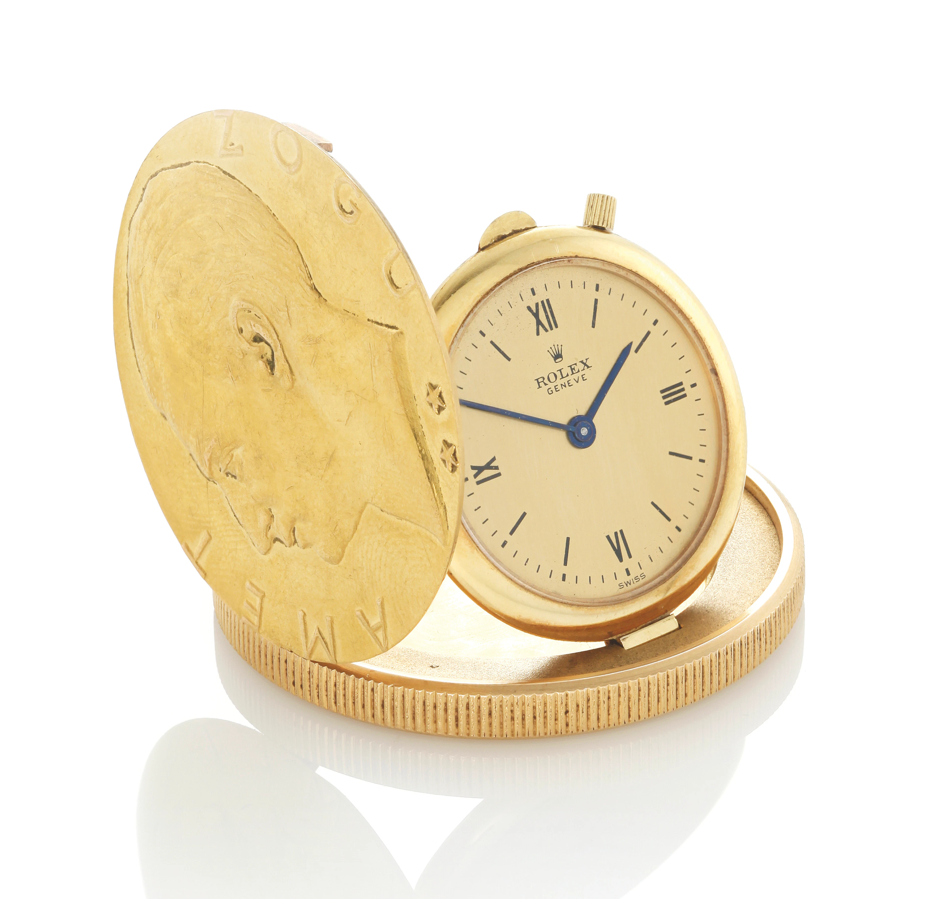 AN 18K YELLOW GOLD COIN WATCHCIRCA 1980 VICEROY