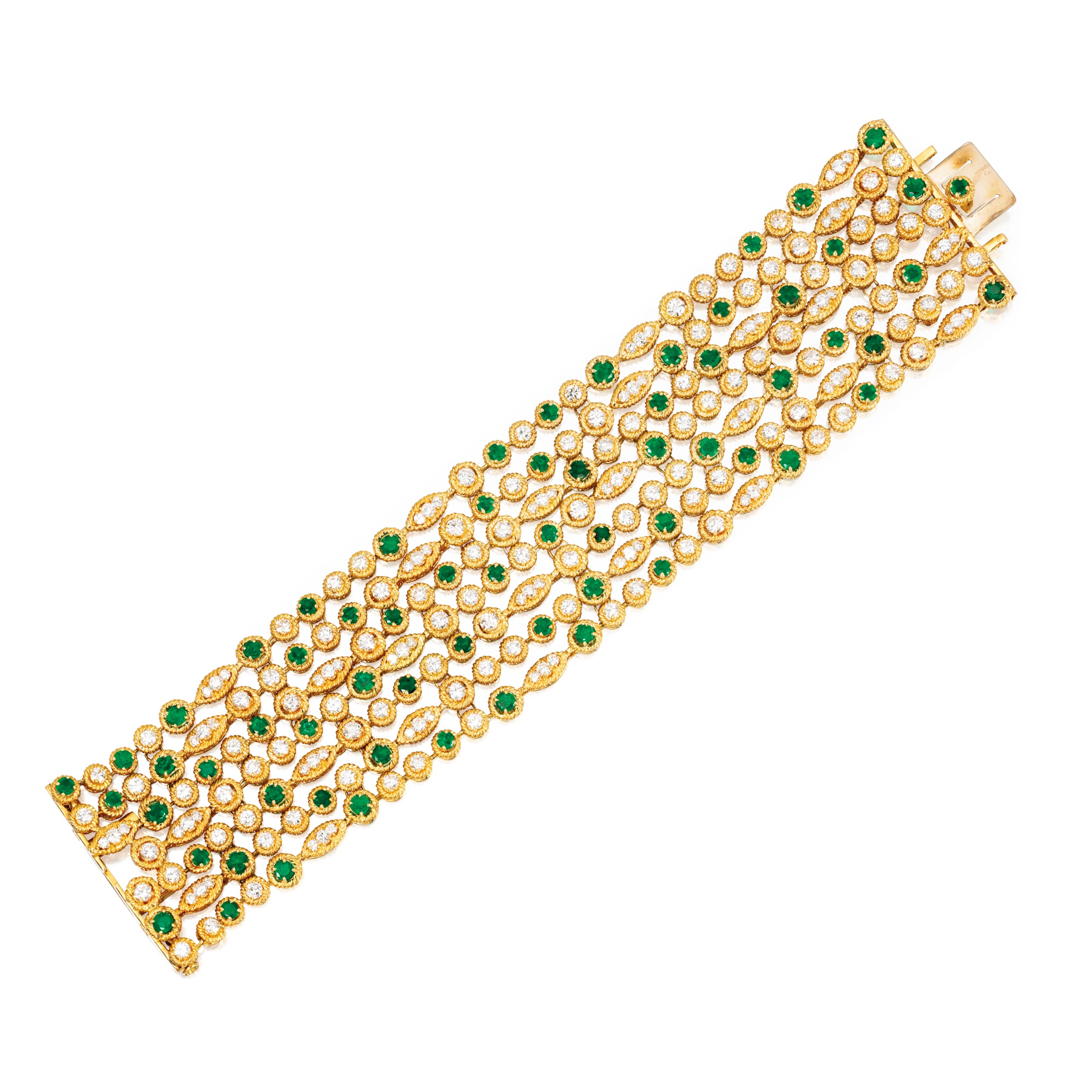 An 18 karat gold, diamond and emerald bracelet, van cleef & arpels, new york