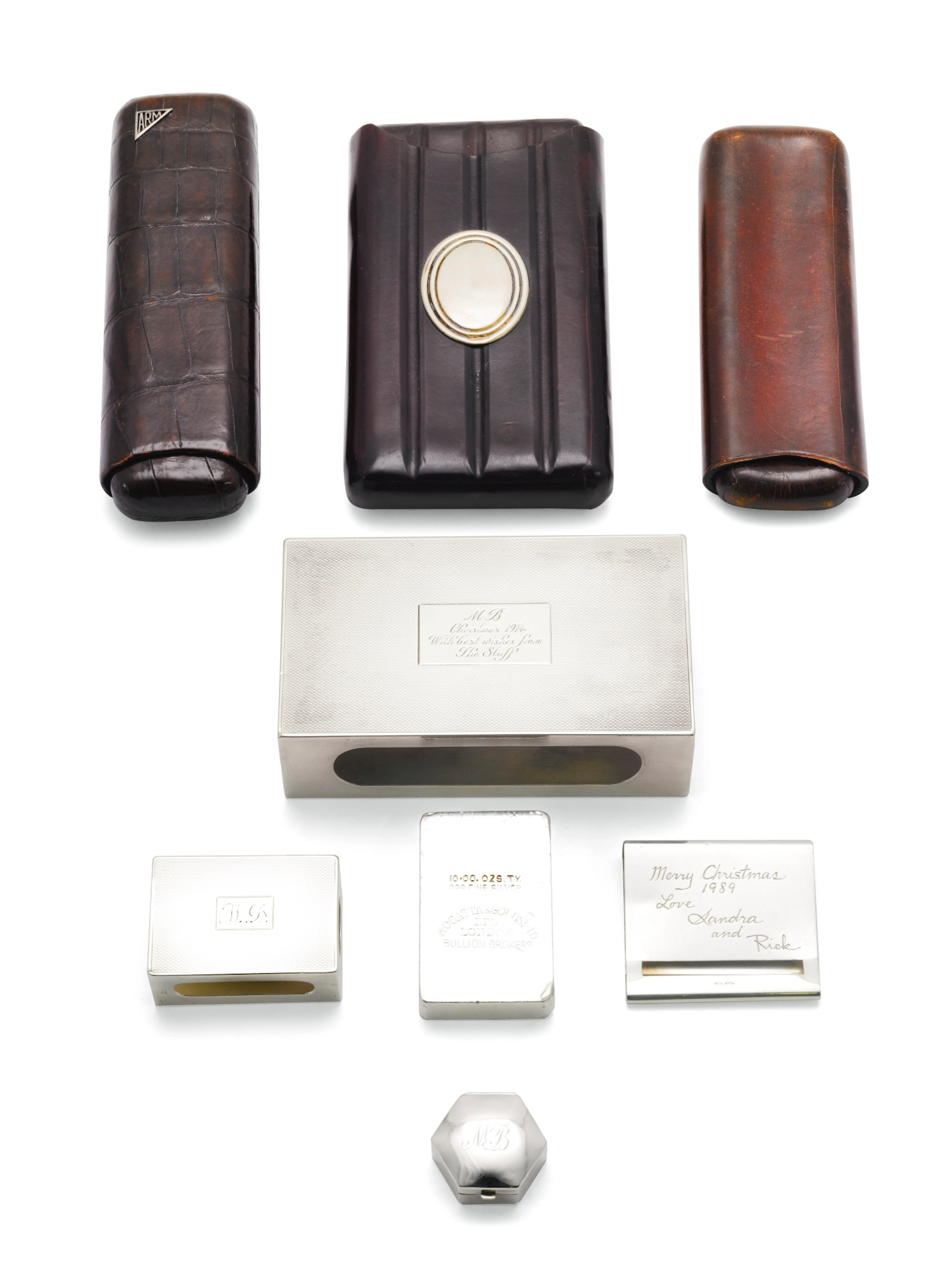 A '999' silver ingot desk weight ski-ing prize