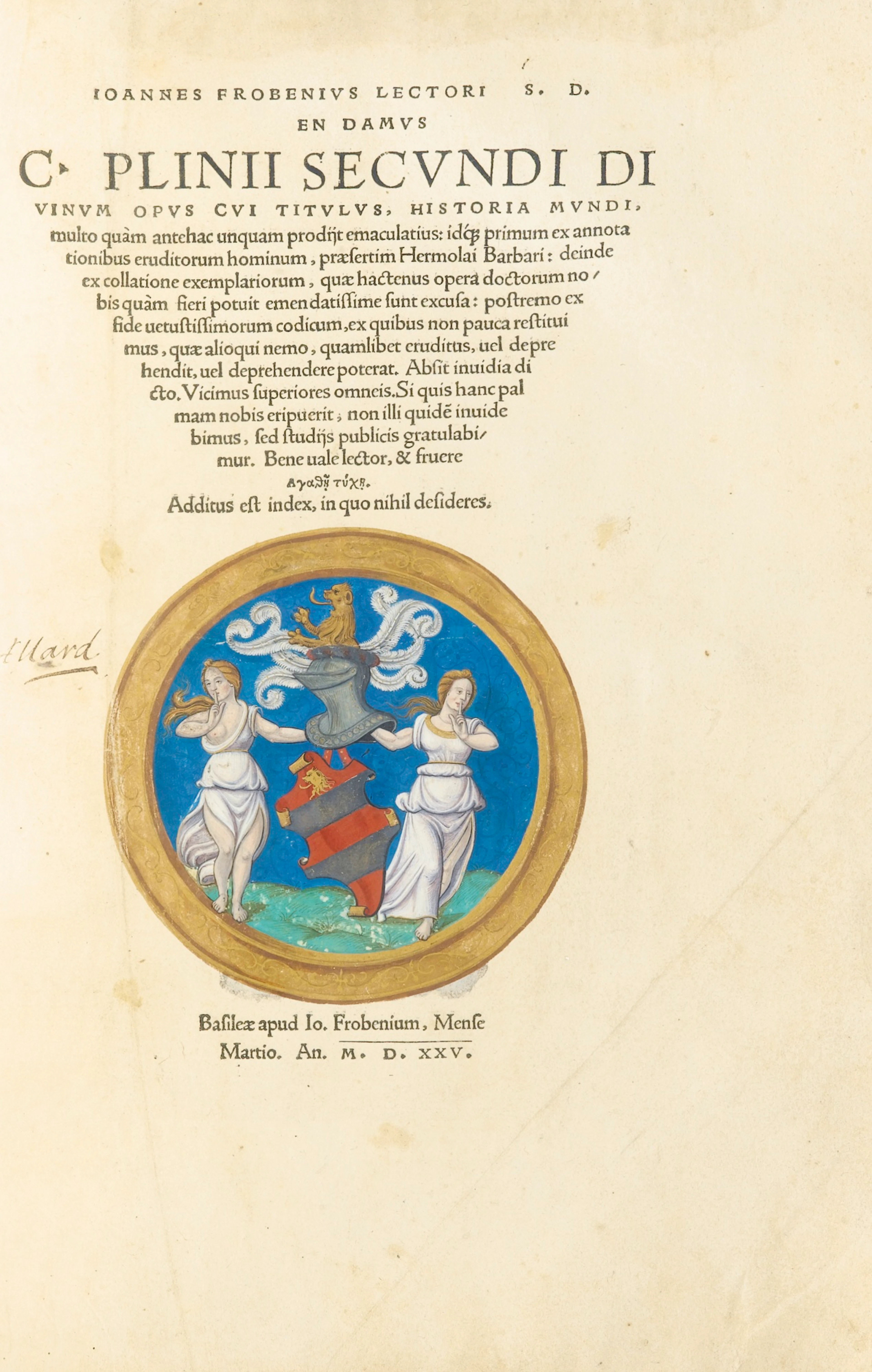 Pline l'ancien. historia mundi, 1525. in-folio, vélin crème (rel.