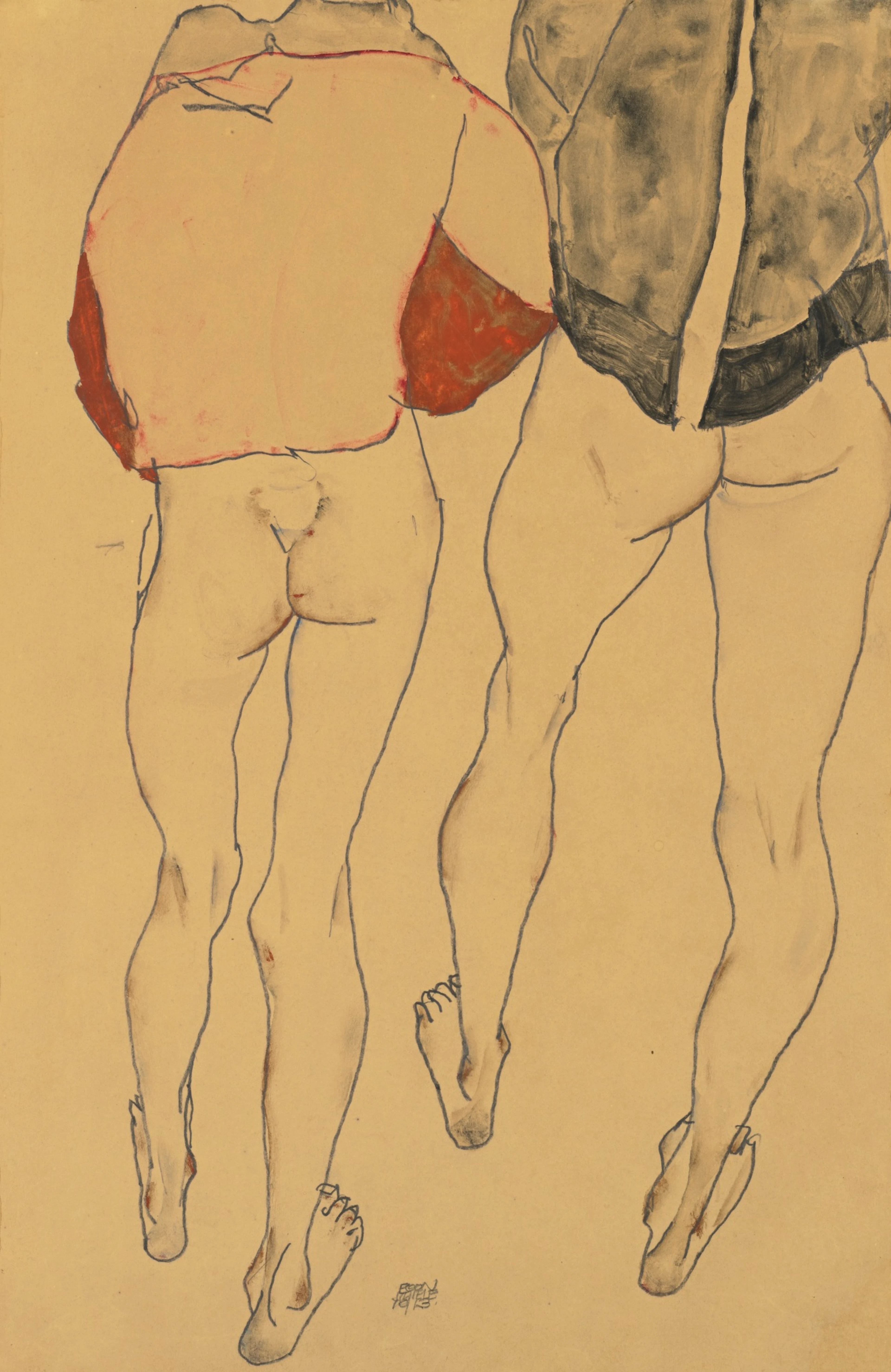 Zwei stehende weibliche halbakte(two standing semi-nude females)