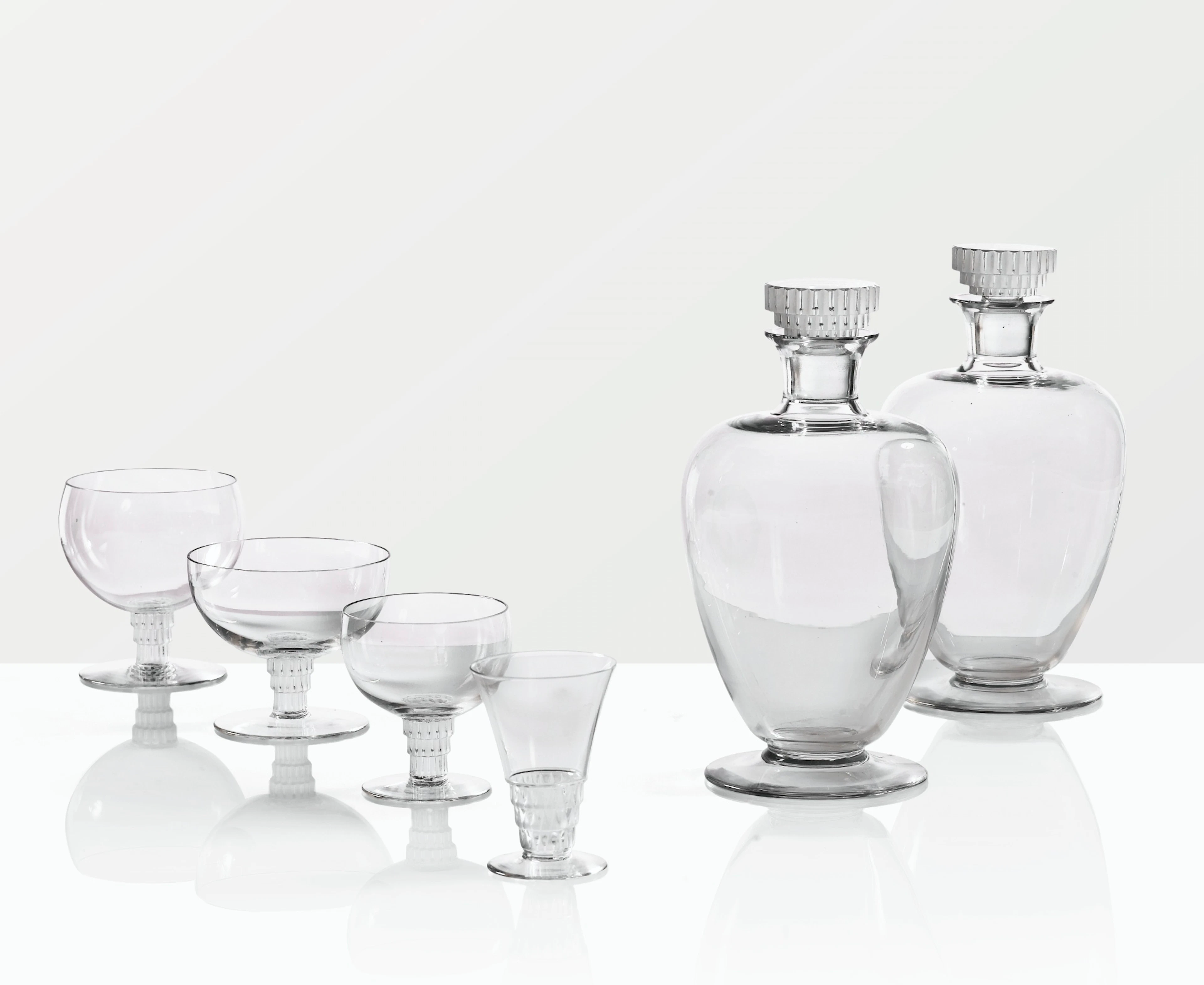 Service de verres Bambou et Bourgueil, modèles créés en 1930 et 1931