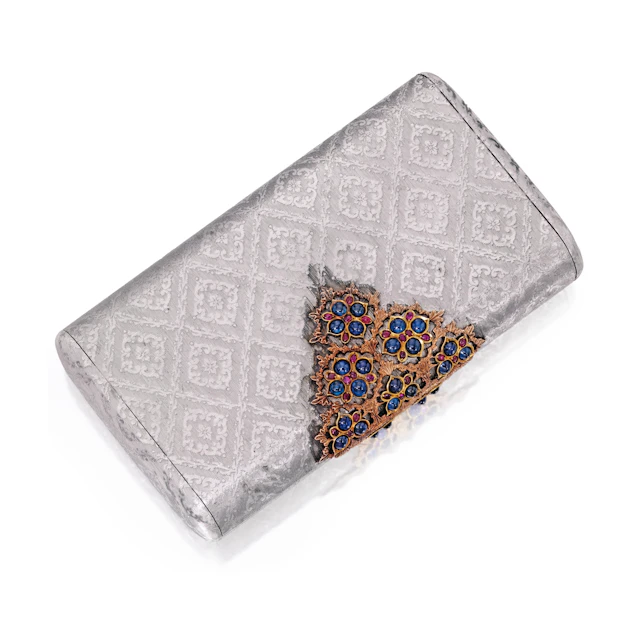 Silver, 18 karat gold, sapphire and ruby evening bag, gianmaria buccellati