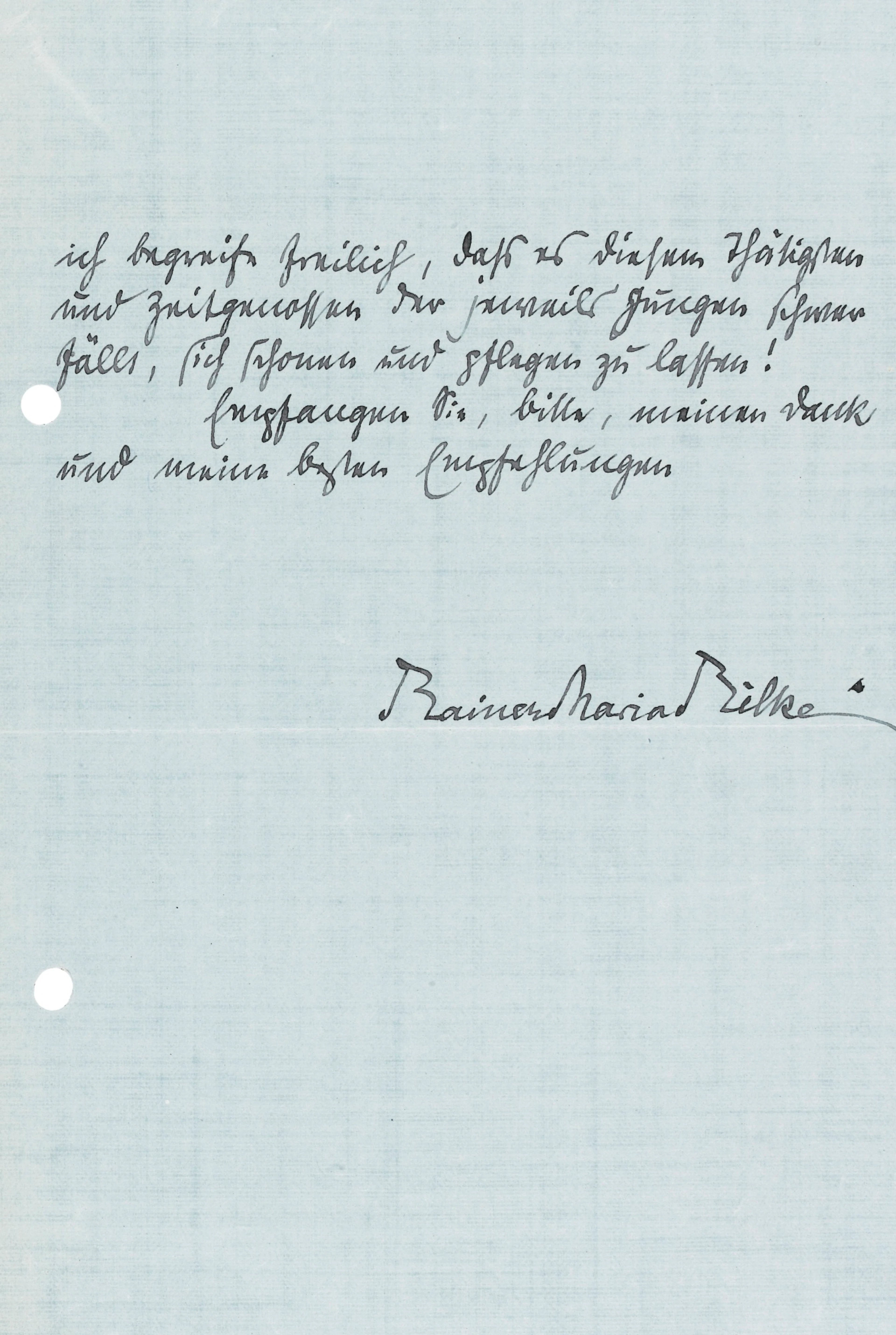 Two autograph letters signed ("RainerMariaRilke"), to Otto Grautoff
