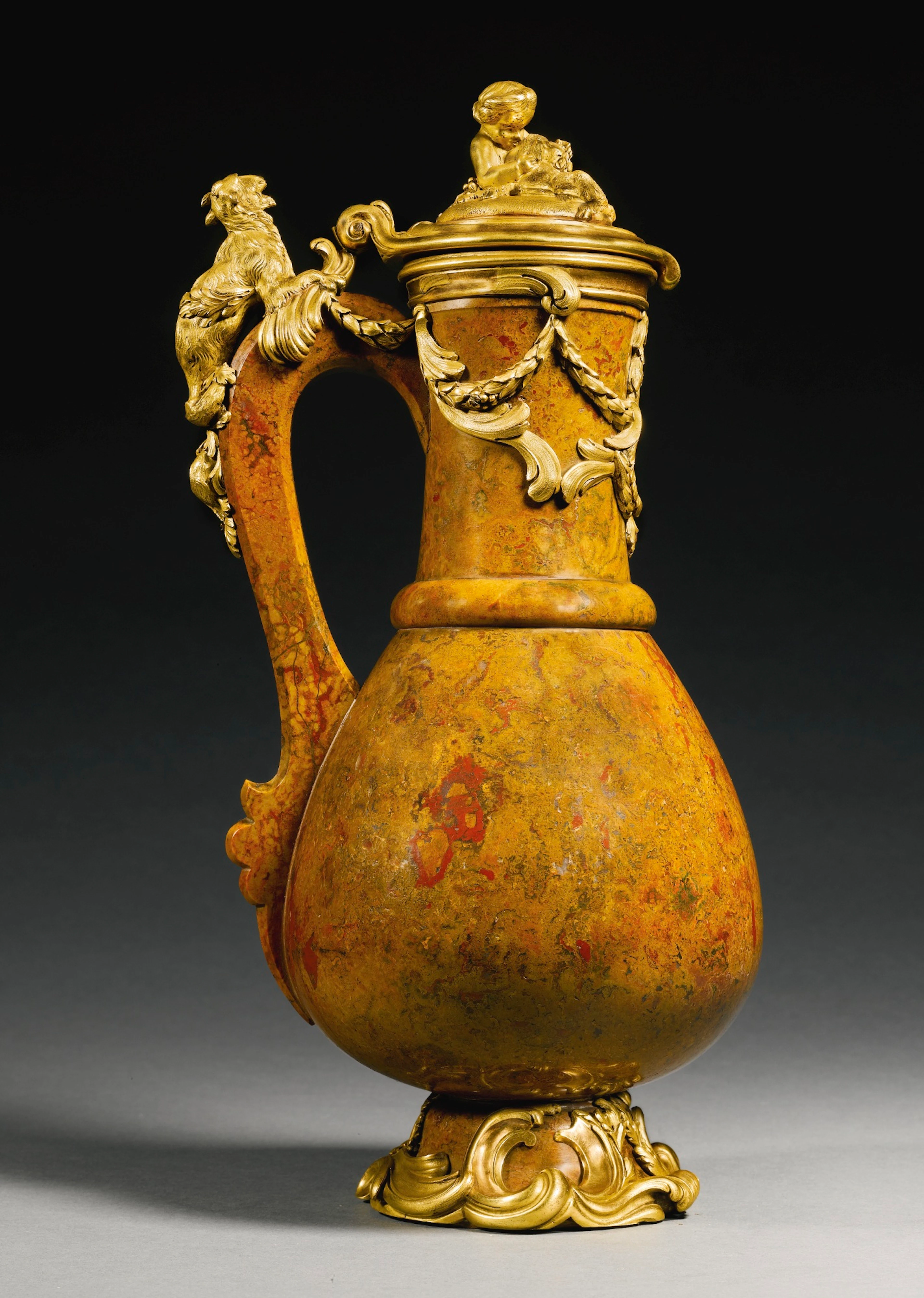 A louis xv gilt-bronze-mounted jasper ewer, circa 1740