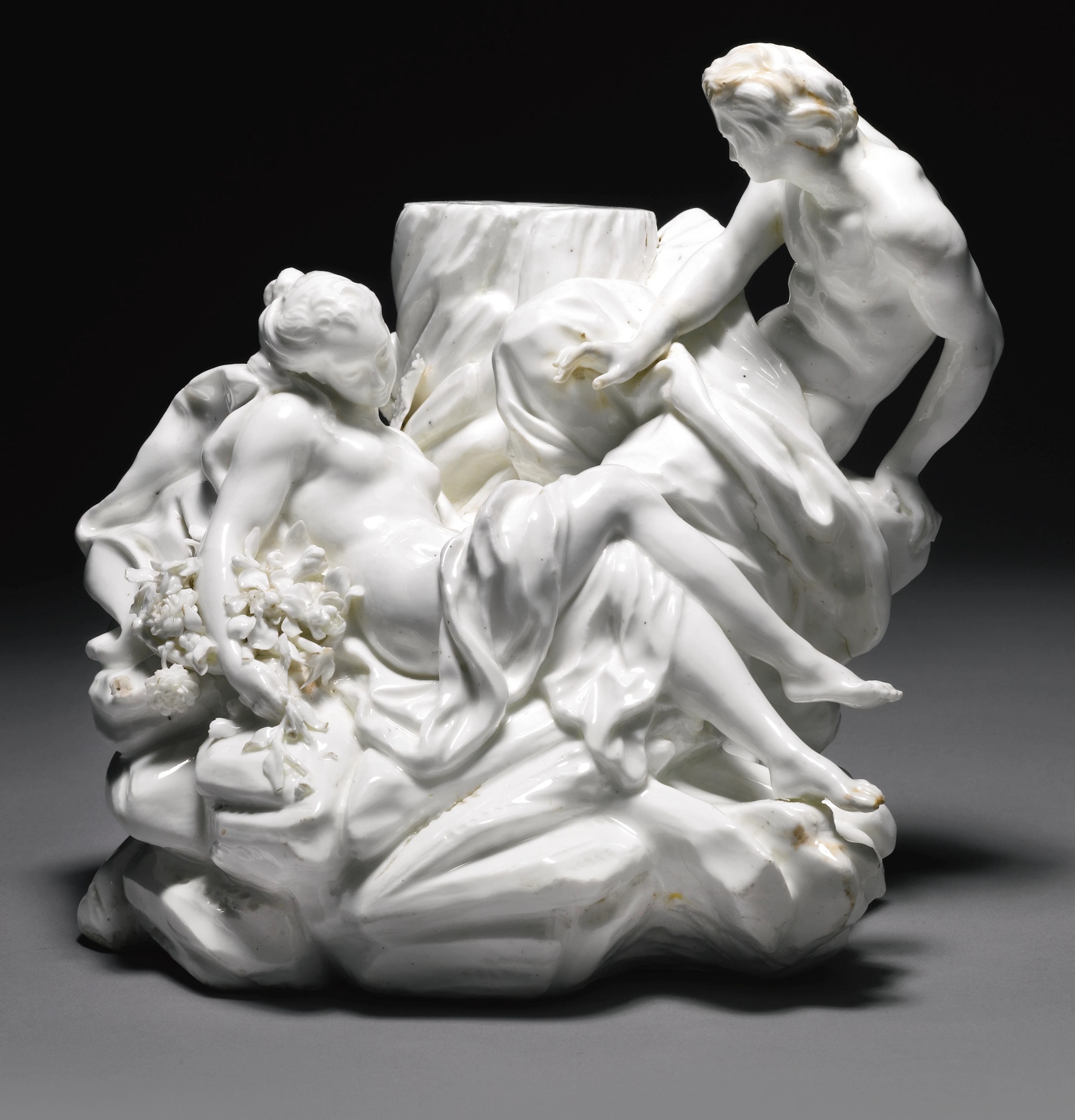A rare vincennes group of venus and adonis, circa 1750-52
