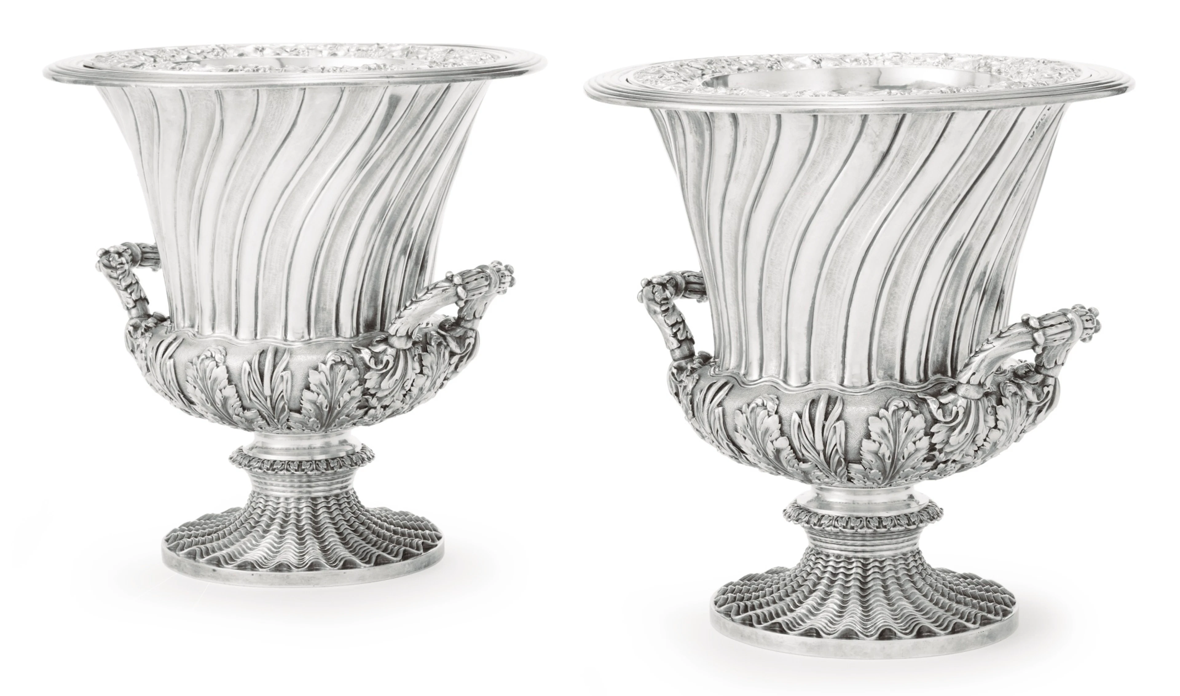 A pair of george iv silver wine coolers, robert hennell ii, london, 1821