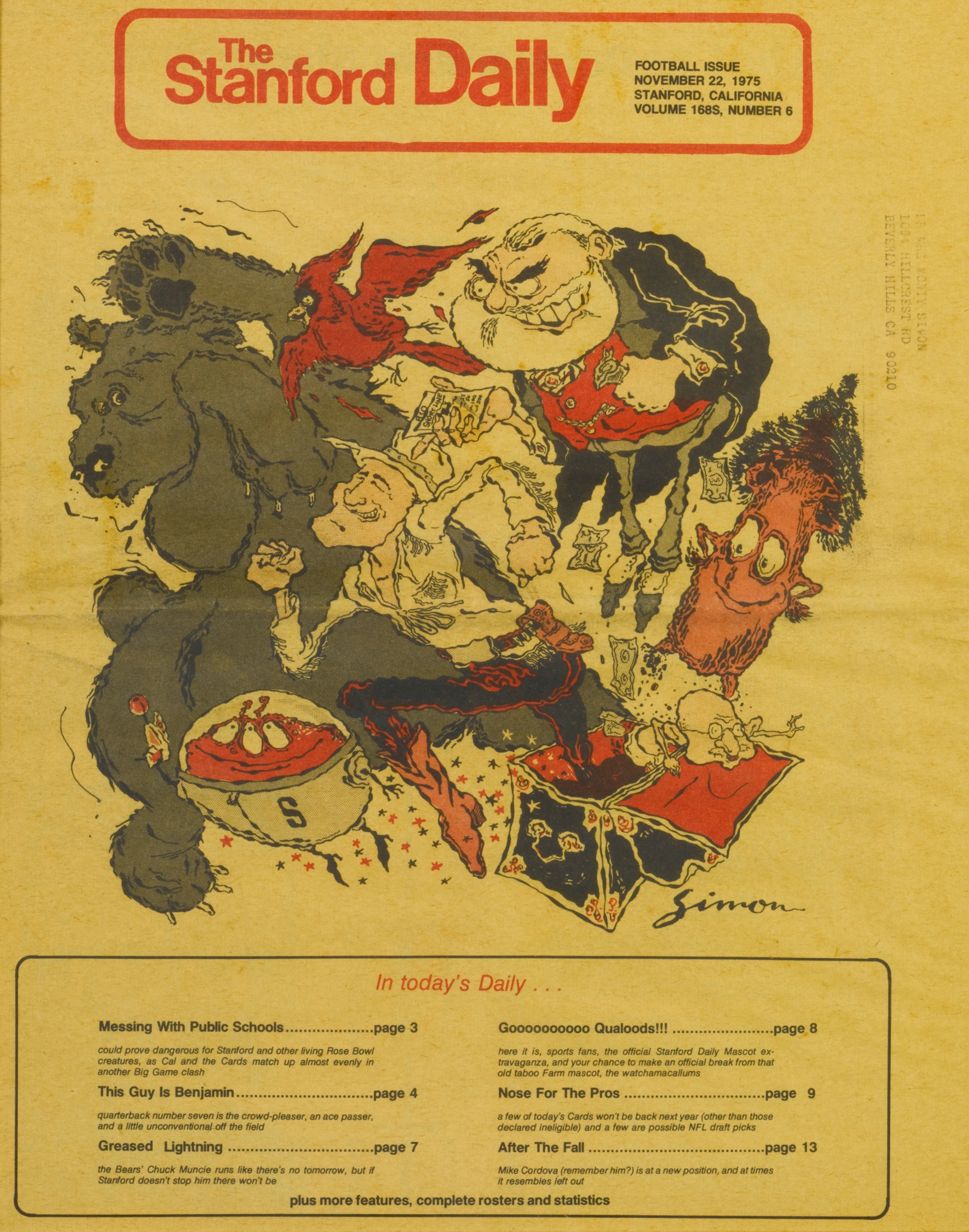 The stanford daily newspaper front page featuring color drawing by