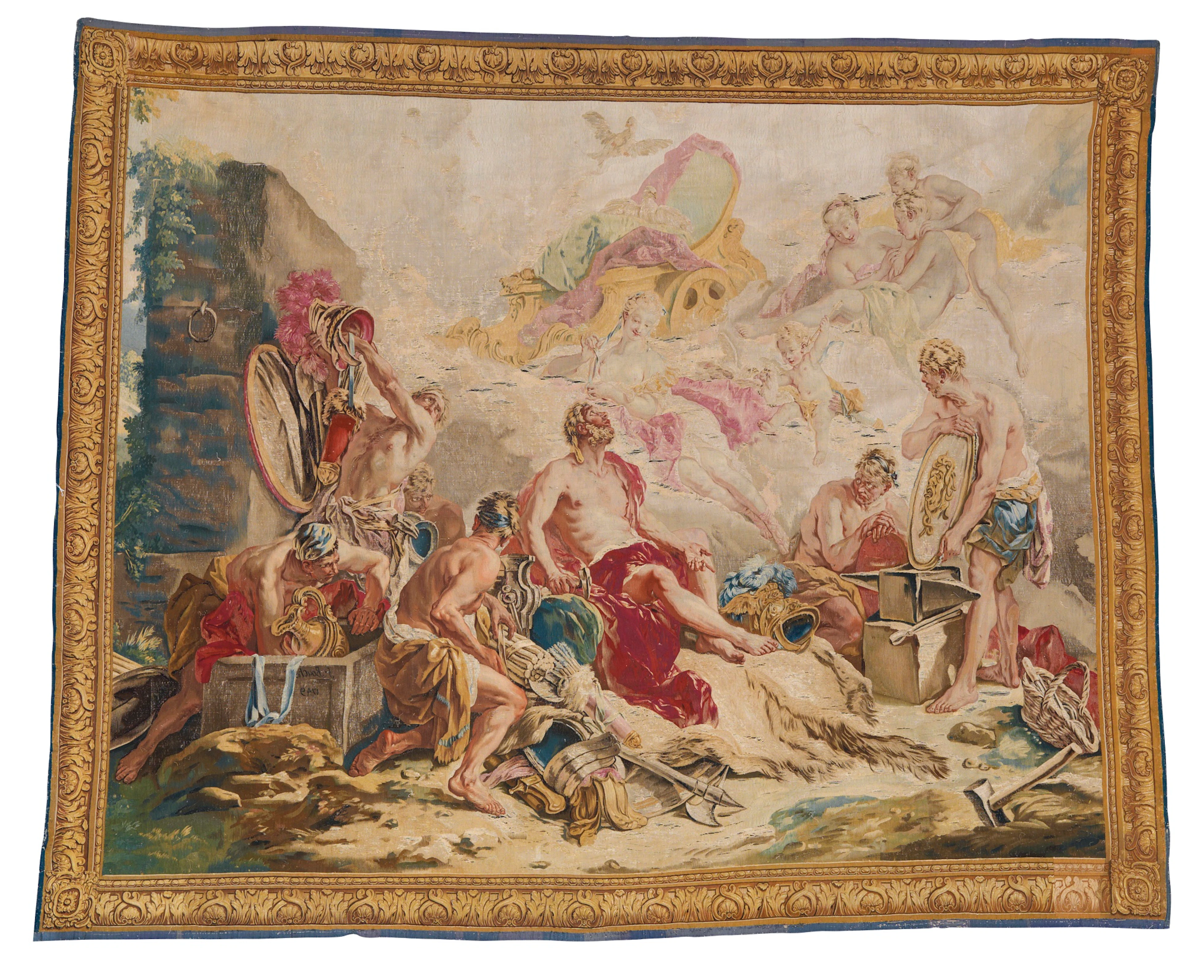 A beauvais tapestry of vulcan and venus, from the series 'les amours