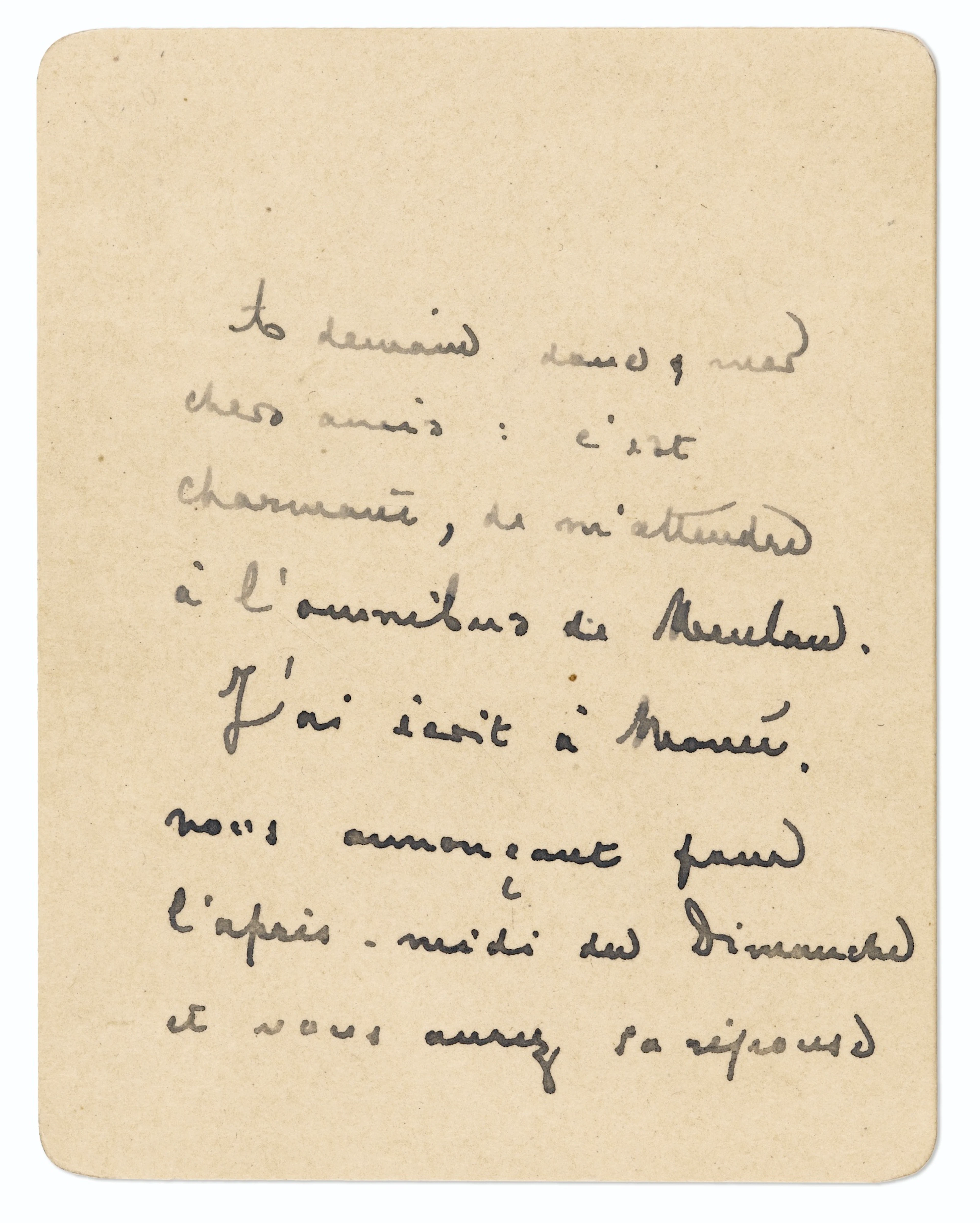Lettre autographe signée à Eugène Manet et à Berthe Morisot. [Paris