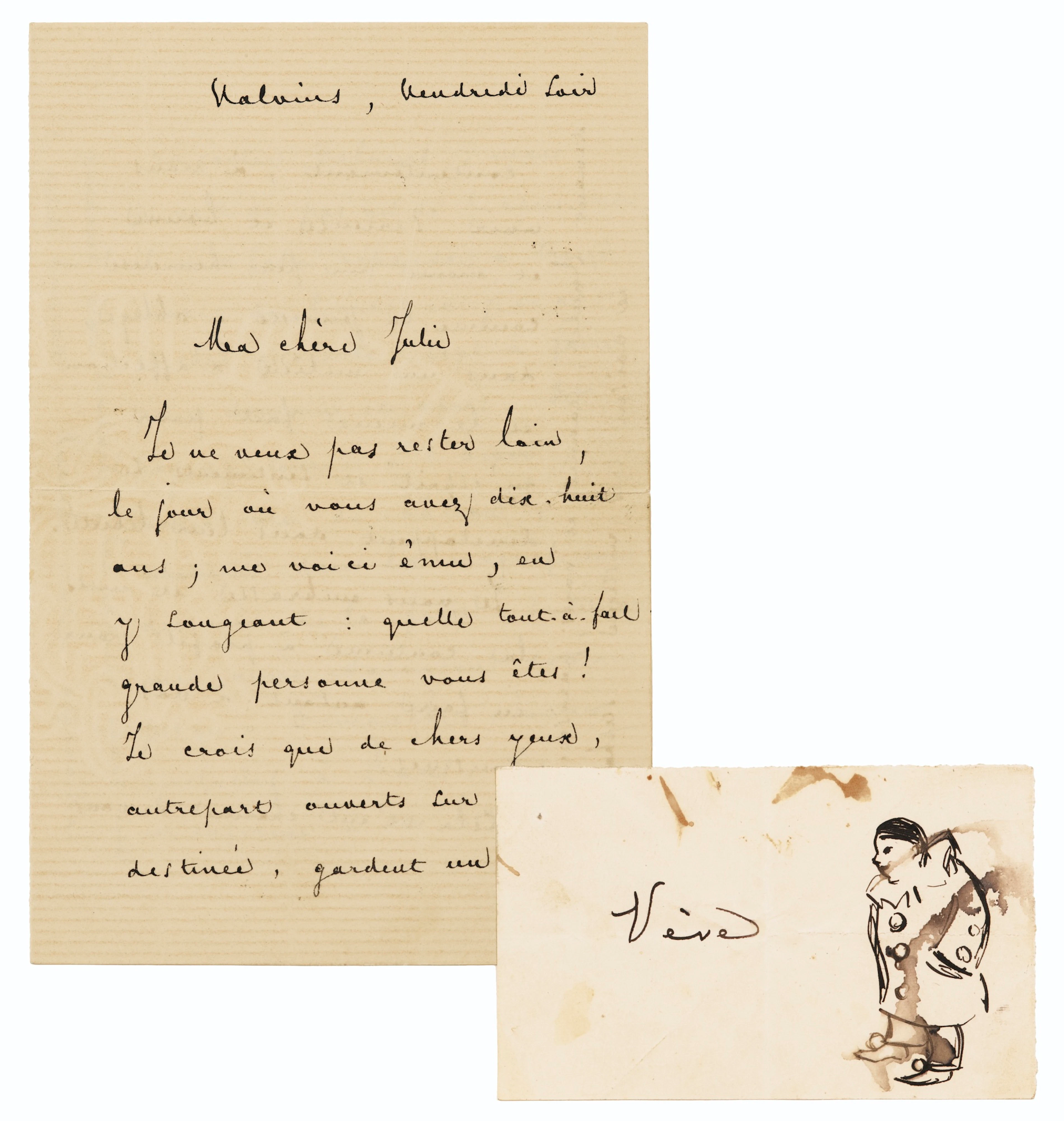 Lettre autographe signée à Julie Manet. Valvins, vendredi soir [13
