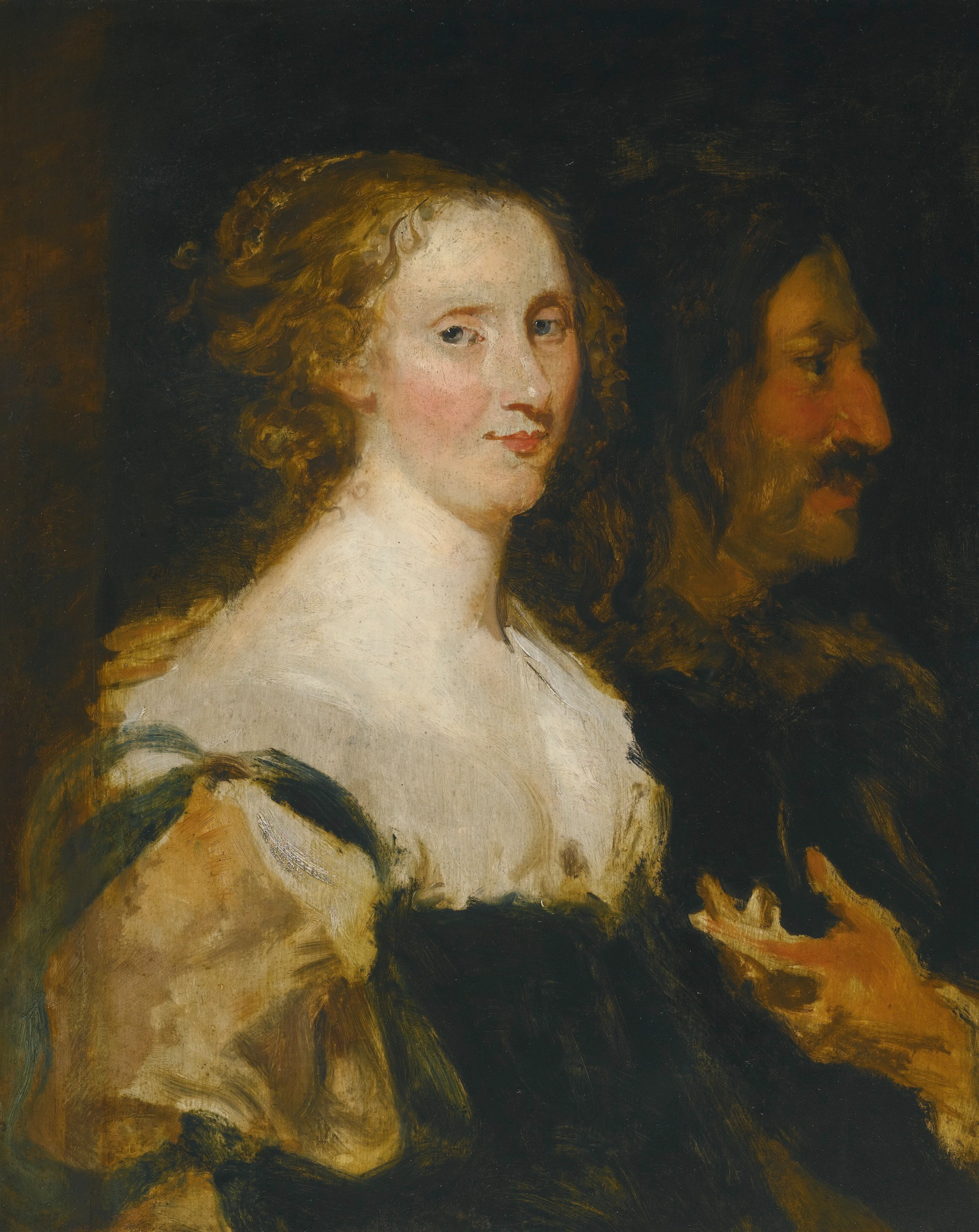 Double portrait of a man and woman, half-length