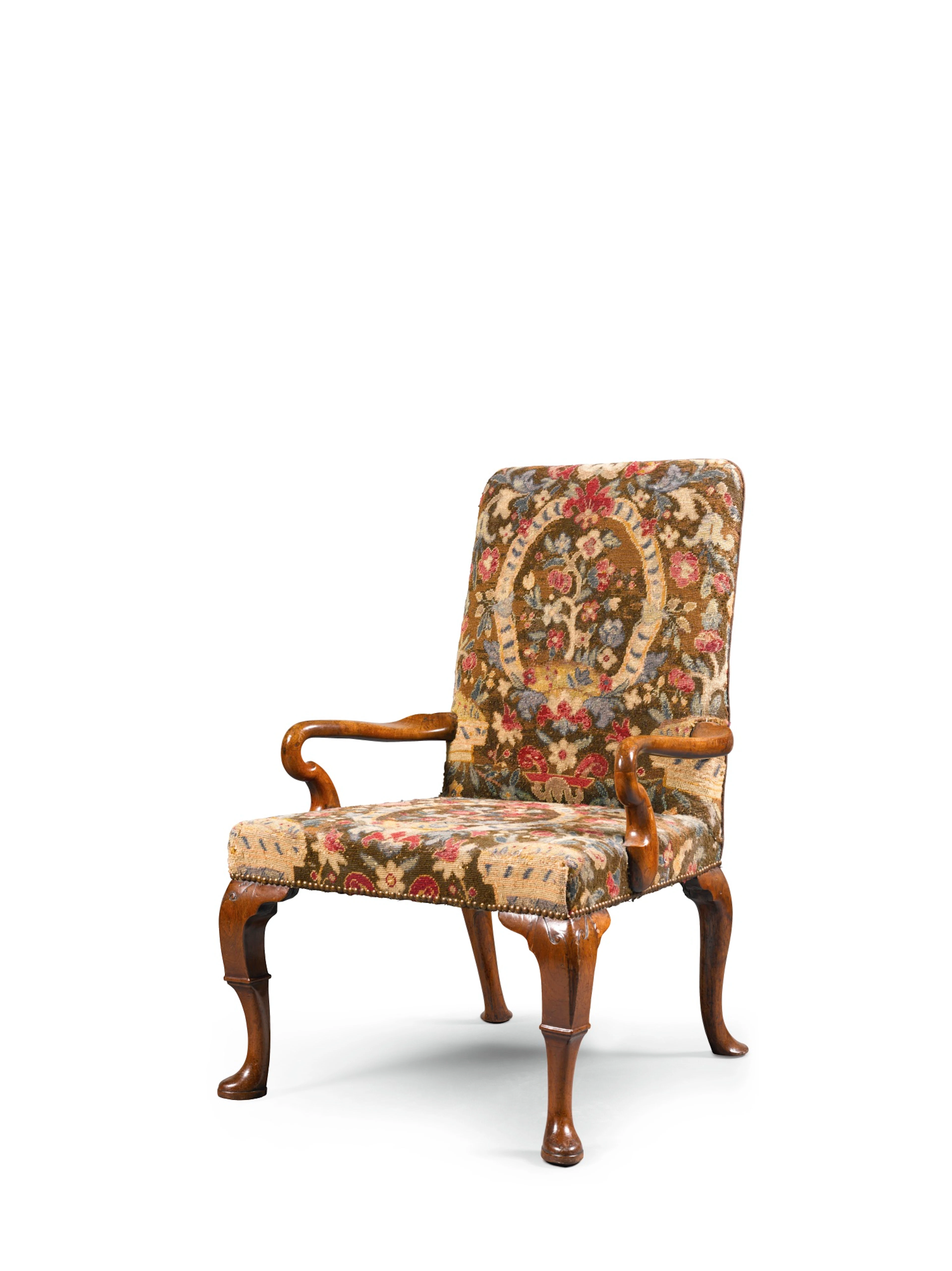 A george i walnut armchair, early 18th century