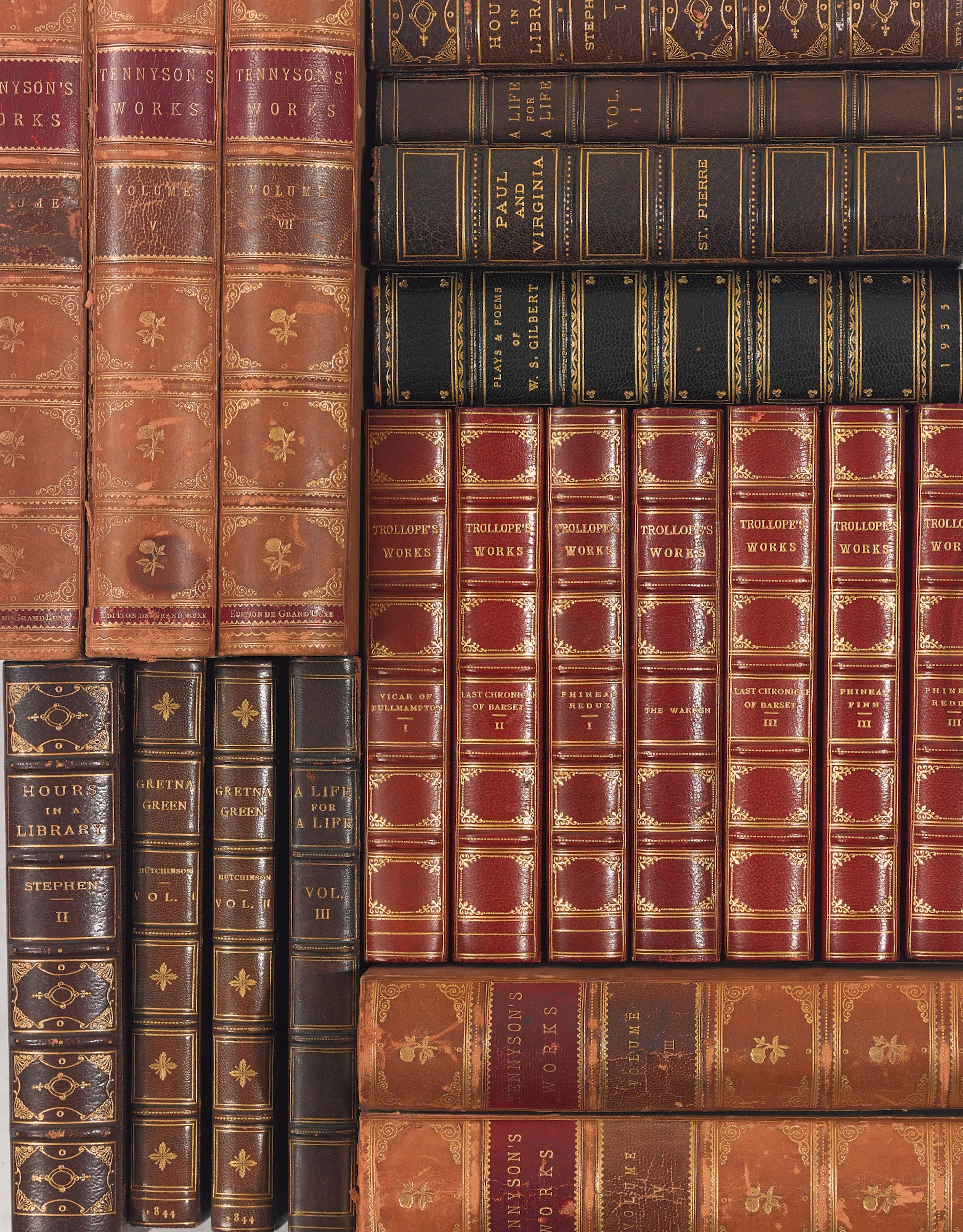 A collection of leather books bindings