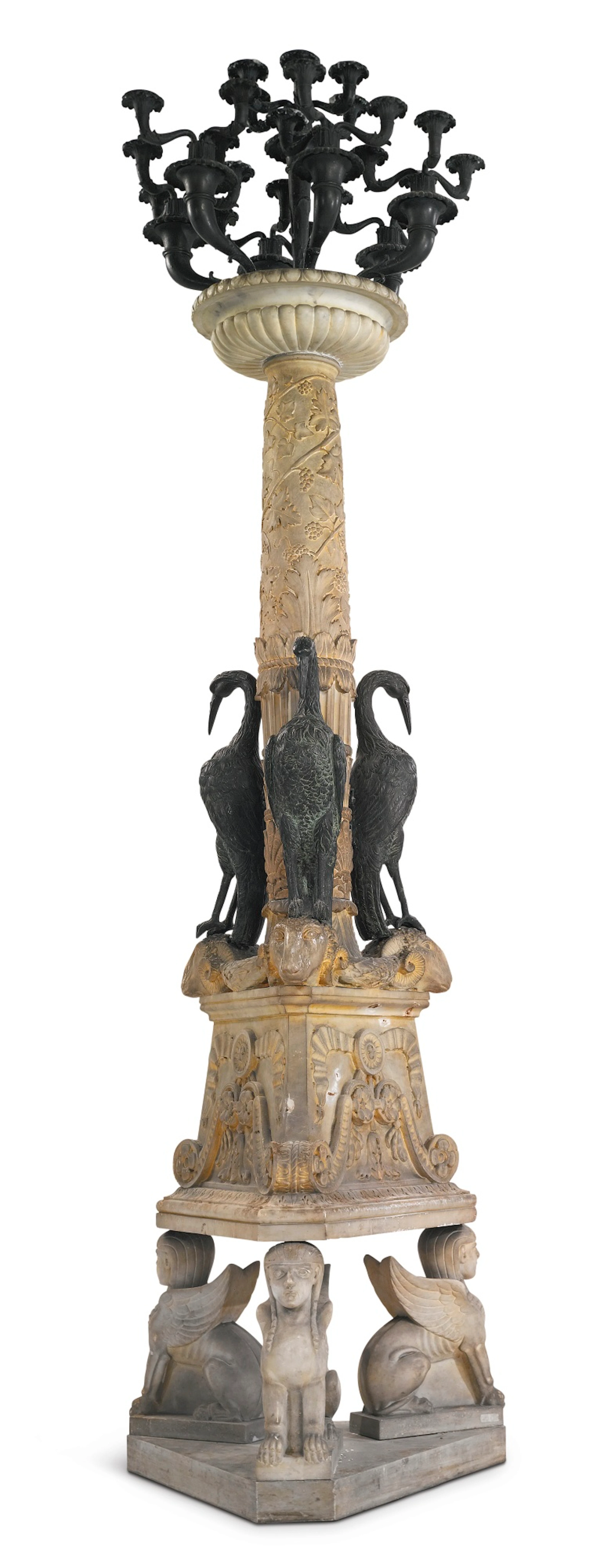 A pair of neo-renaissance patinated bronze and coade stone twenty-four