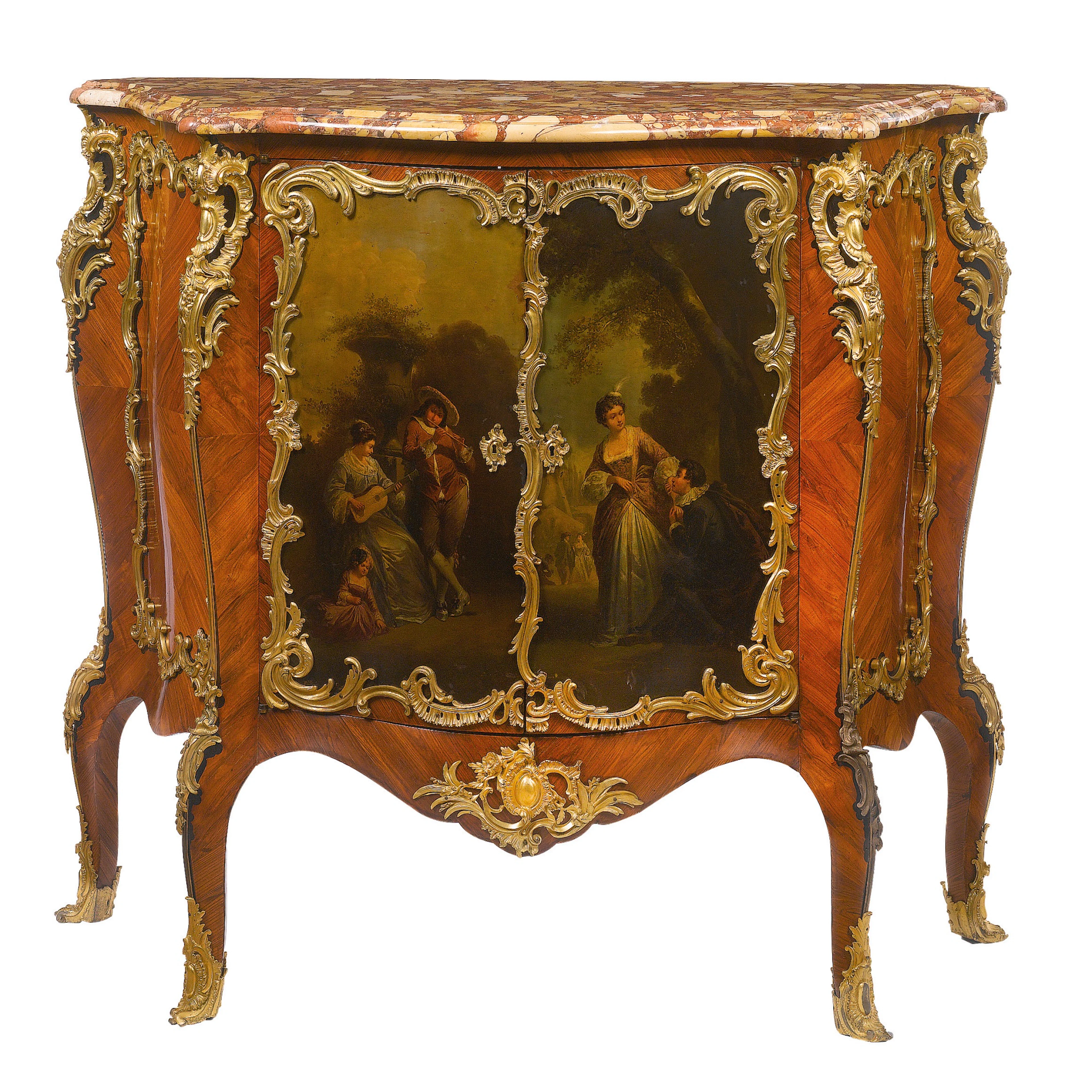 Victor raulin, fl. 1867-1925 a louis xv style gilt bronze and vernis-martin
