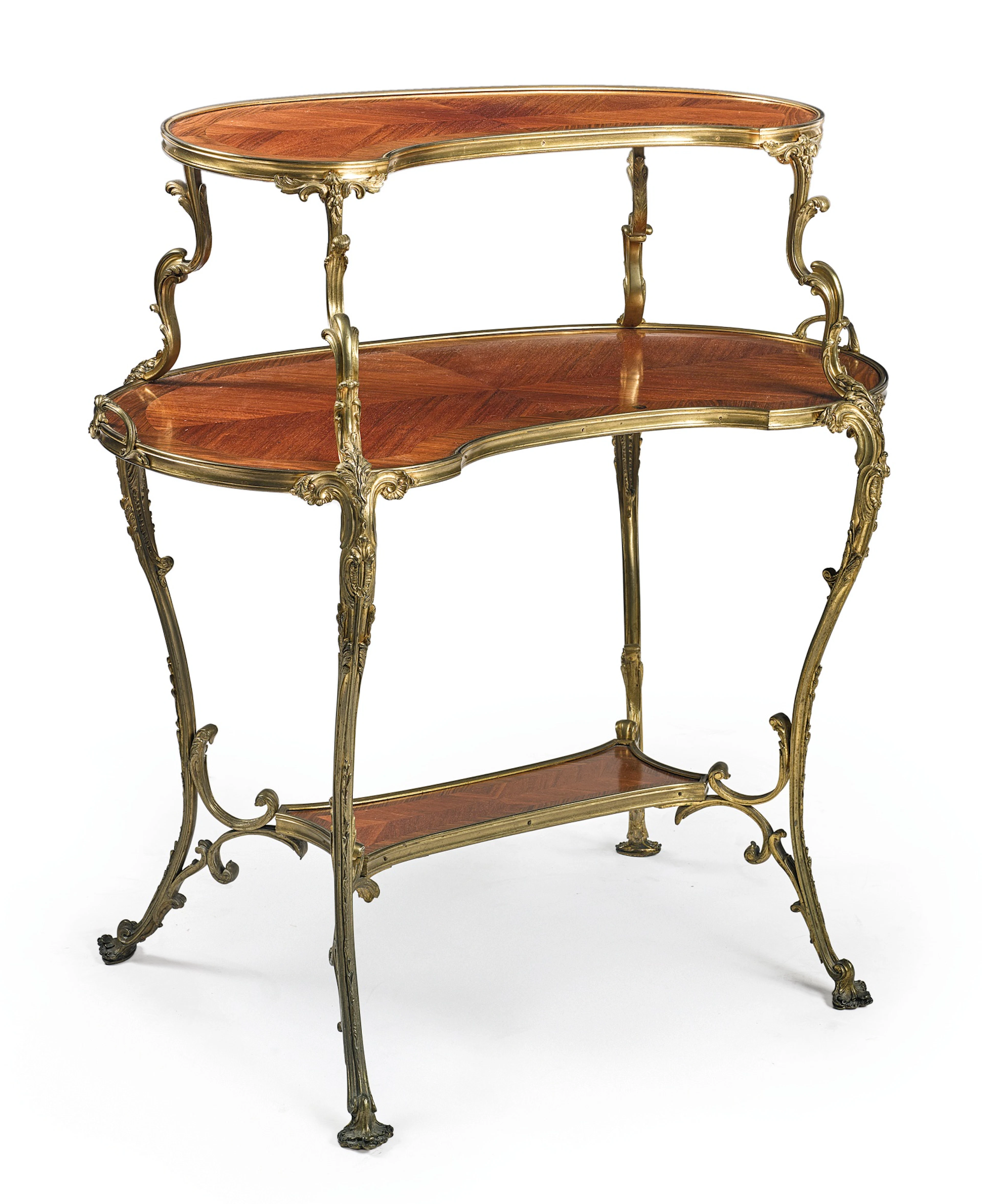 Théodore millet a gilt-bronze mounted kingwood and tulipwood table étagère