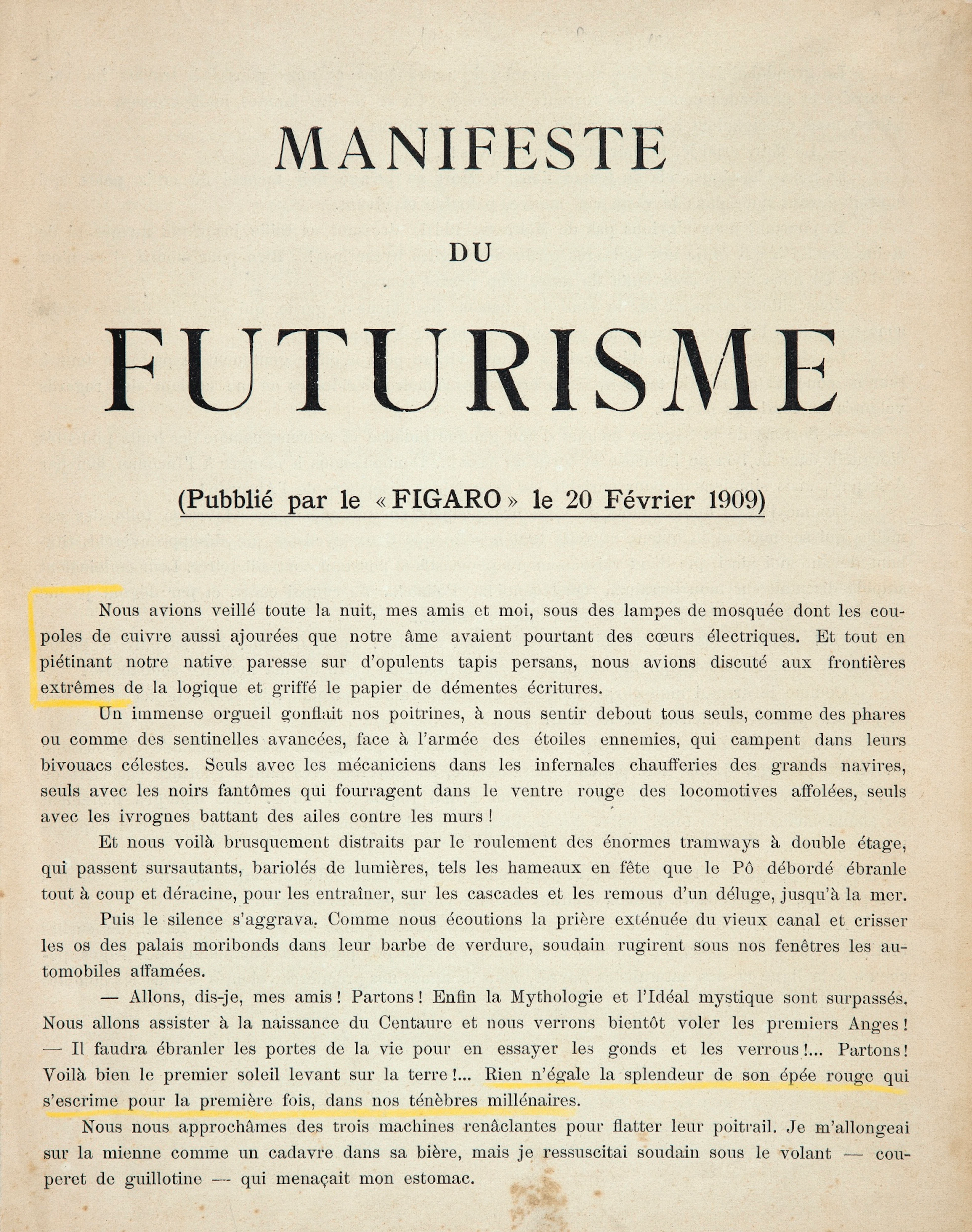 ENSEMBLE DE 24 MANIFESTES FUTURISTES. 1909-1920. Sous chemise titrée, étui.