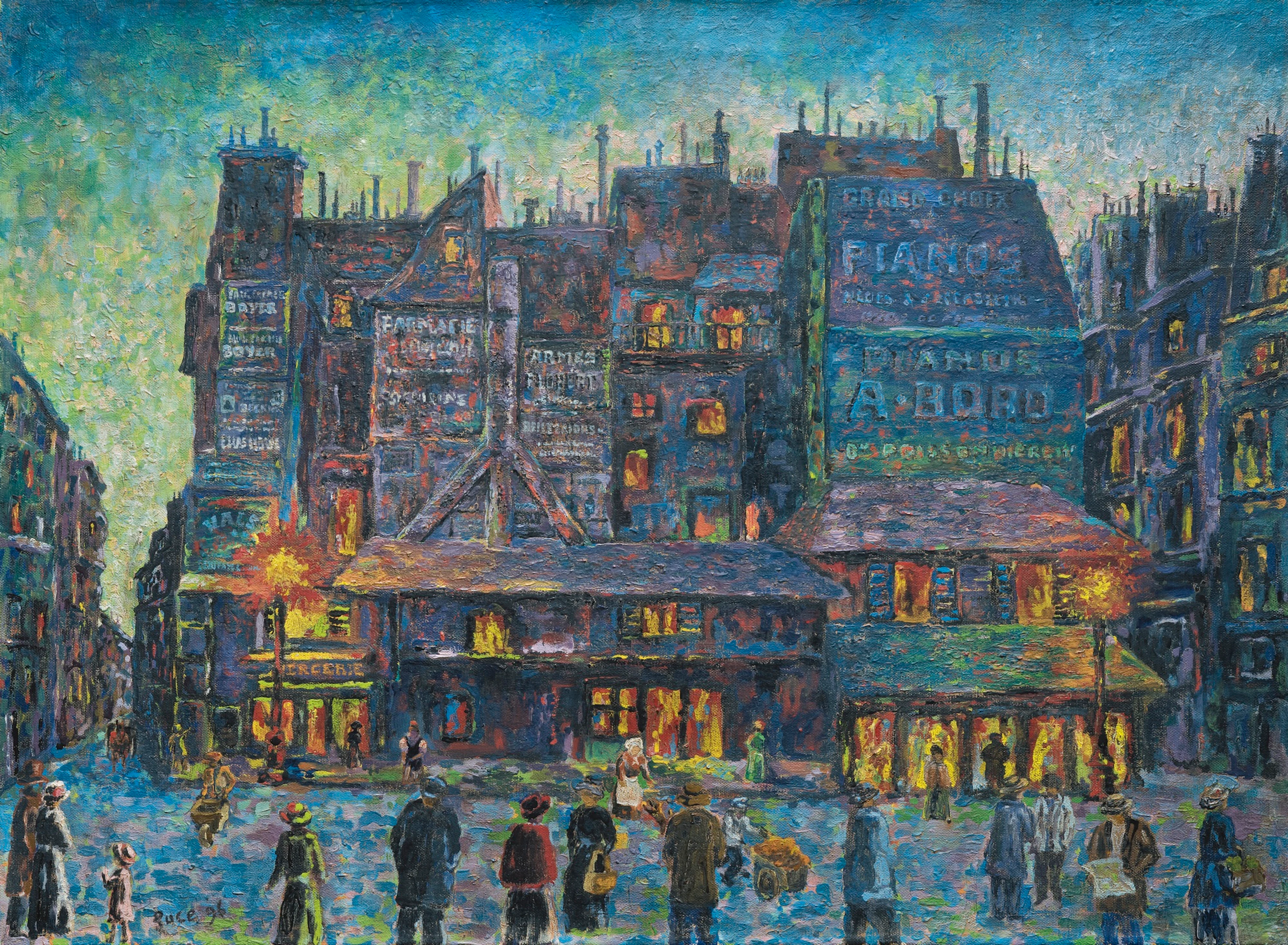 Paris, rue animée le soir