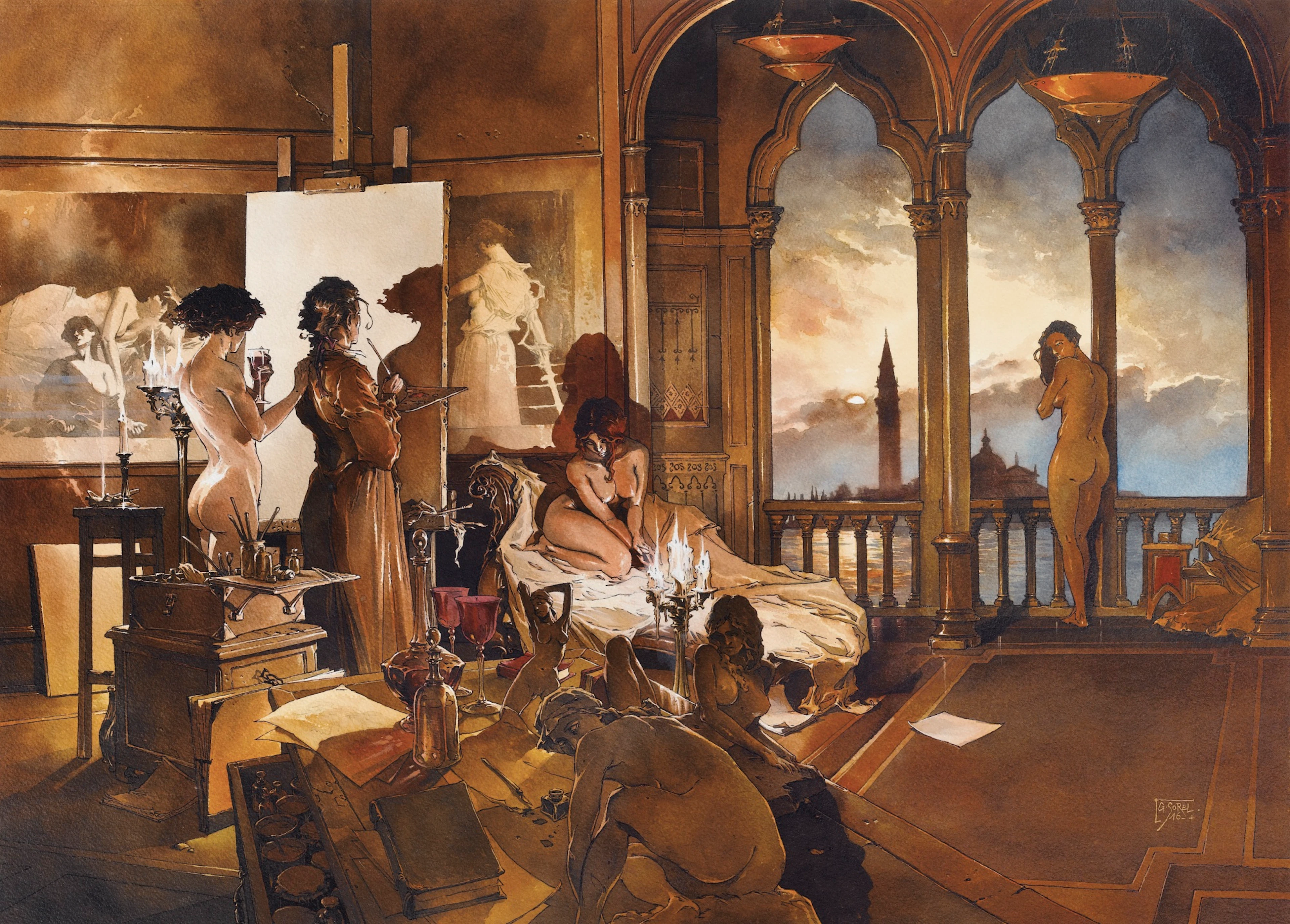 Guillaume sorel (né en 1966) atelier d'artiste sur la lagune