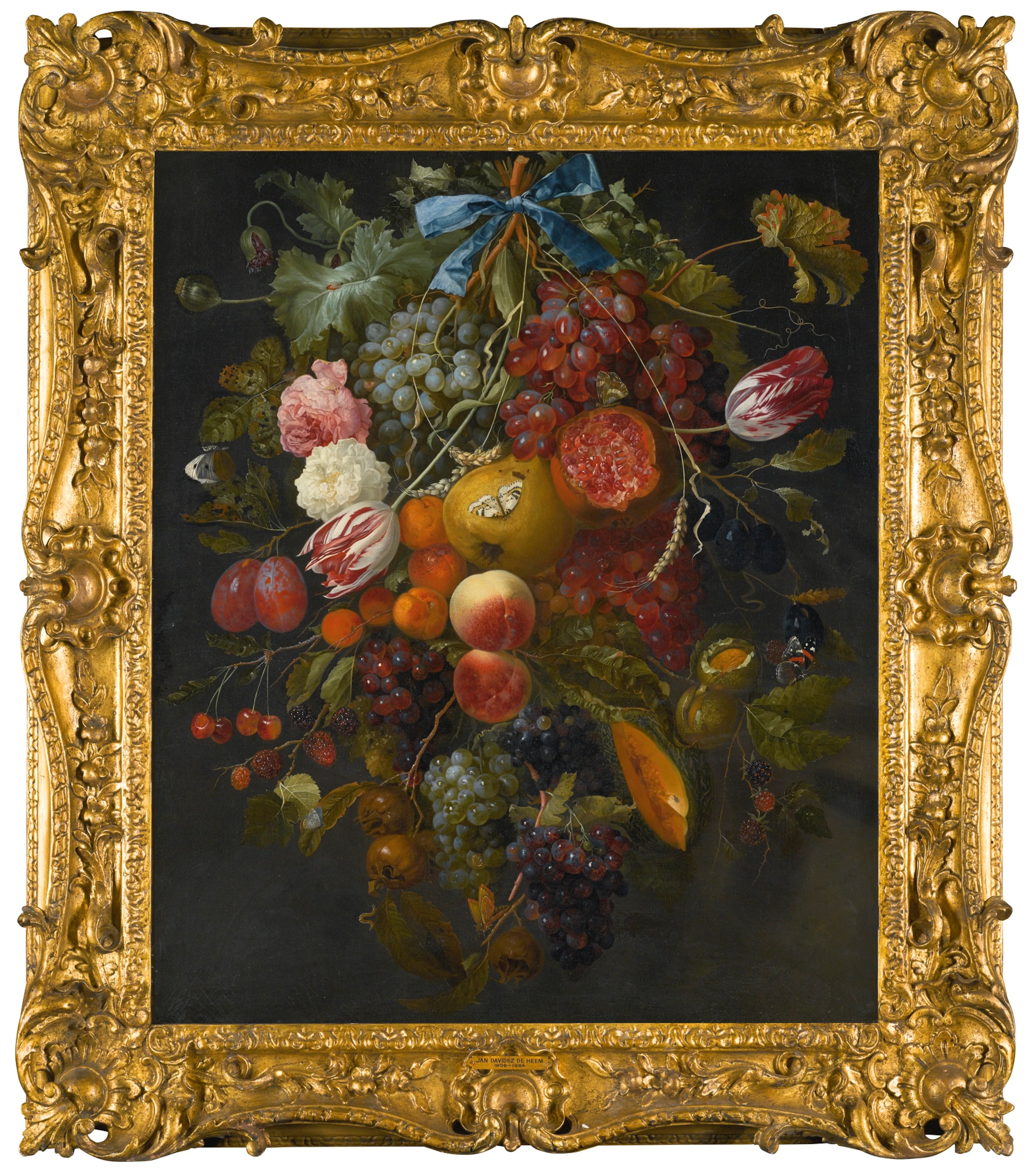 Festoon of fruit and flowers, with butterflies and other insects