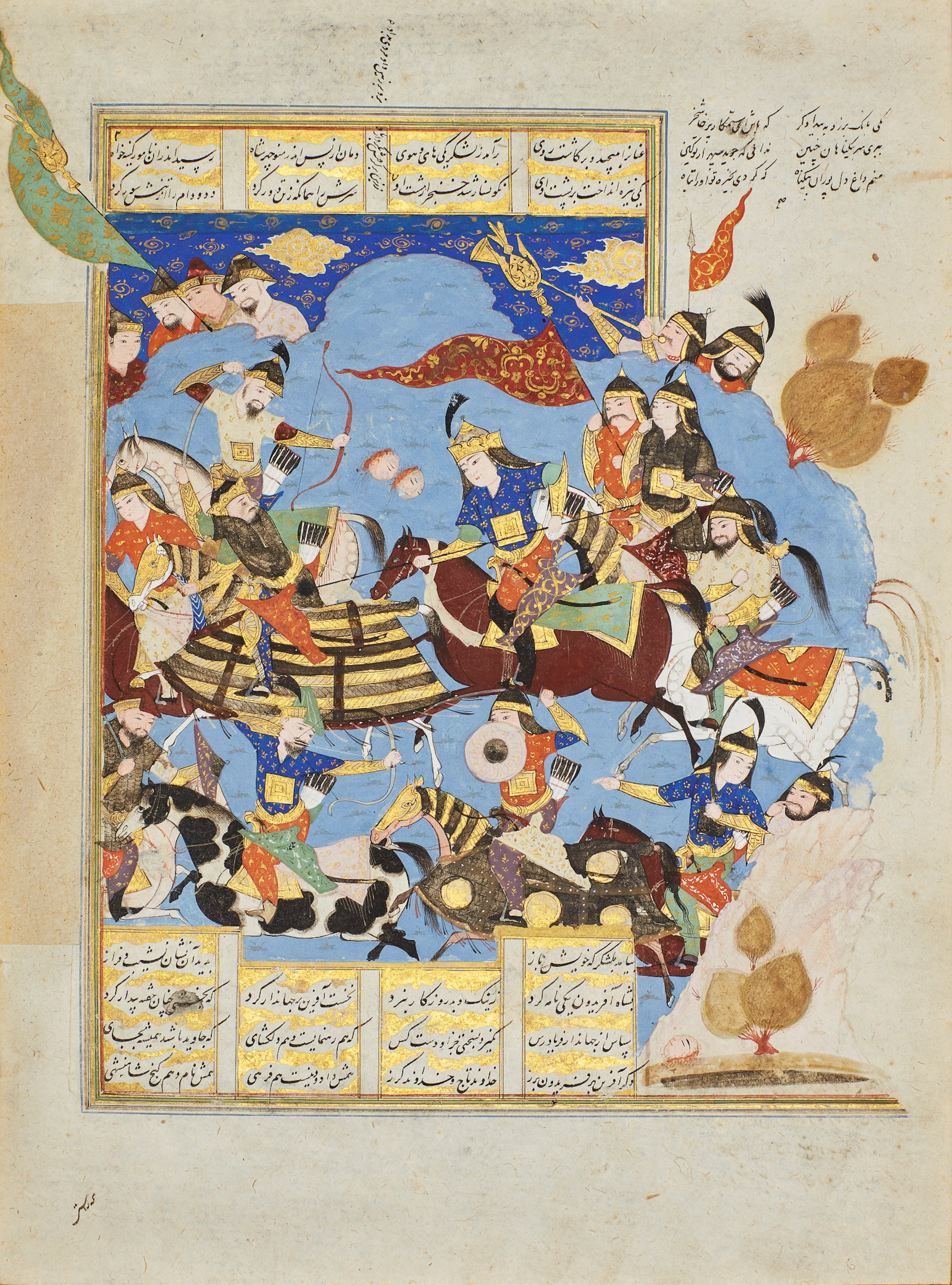 An illustrated and illuminated leaf from a manuscript of firdausi's