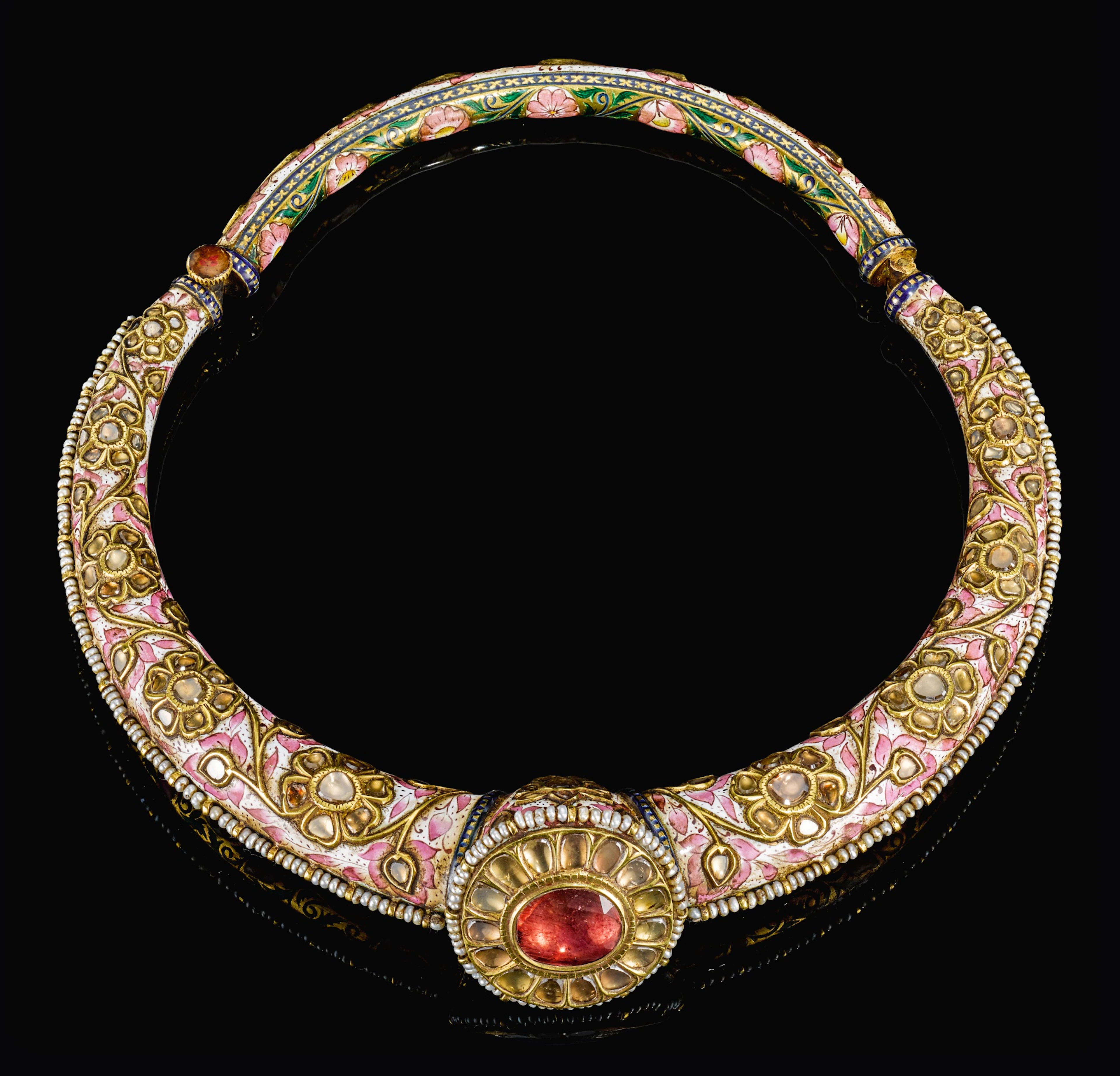 An enamelled and gem-set torque (hasli), north india, 19th century