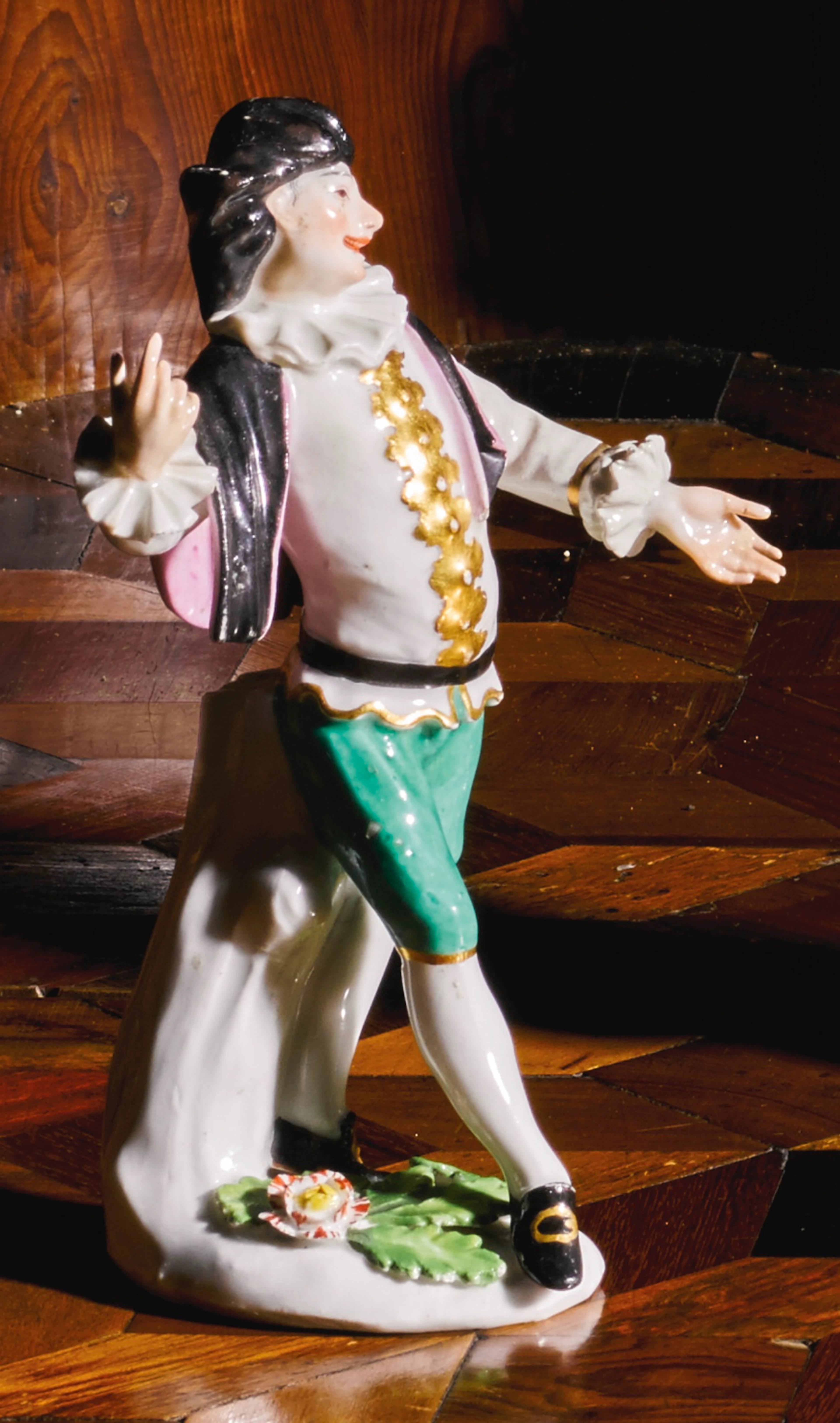 A meissen commedia dell'arte figure of scaramouche from the duke of