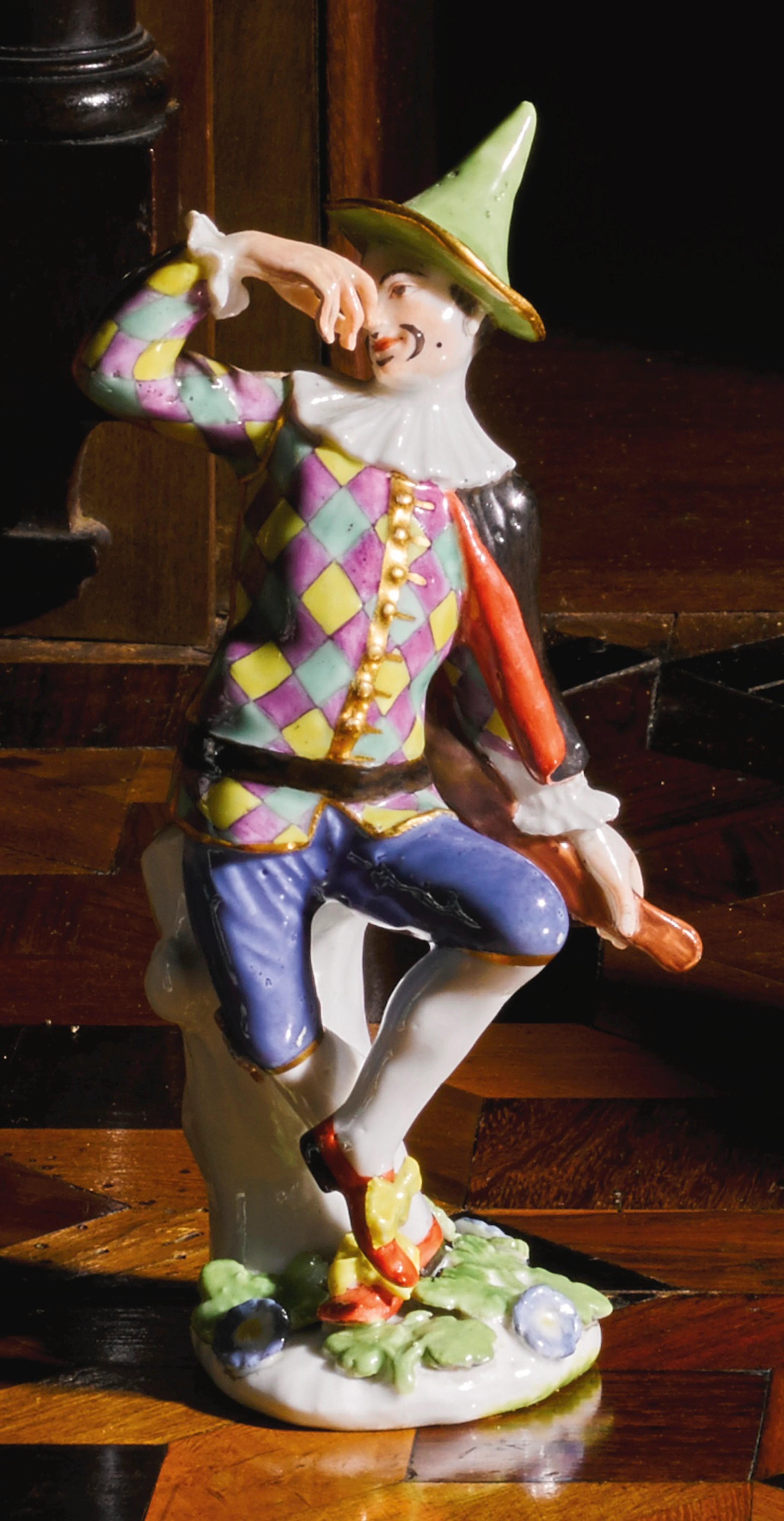 A meissen commedia dell'arte figure of harlequin from the duke of