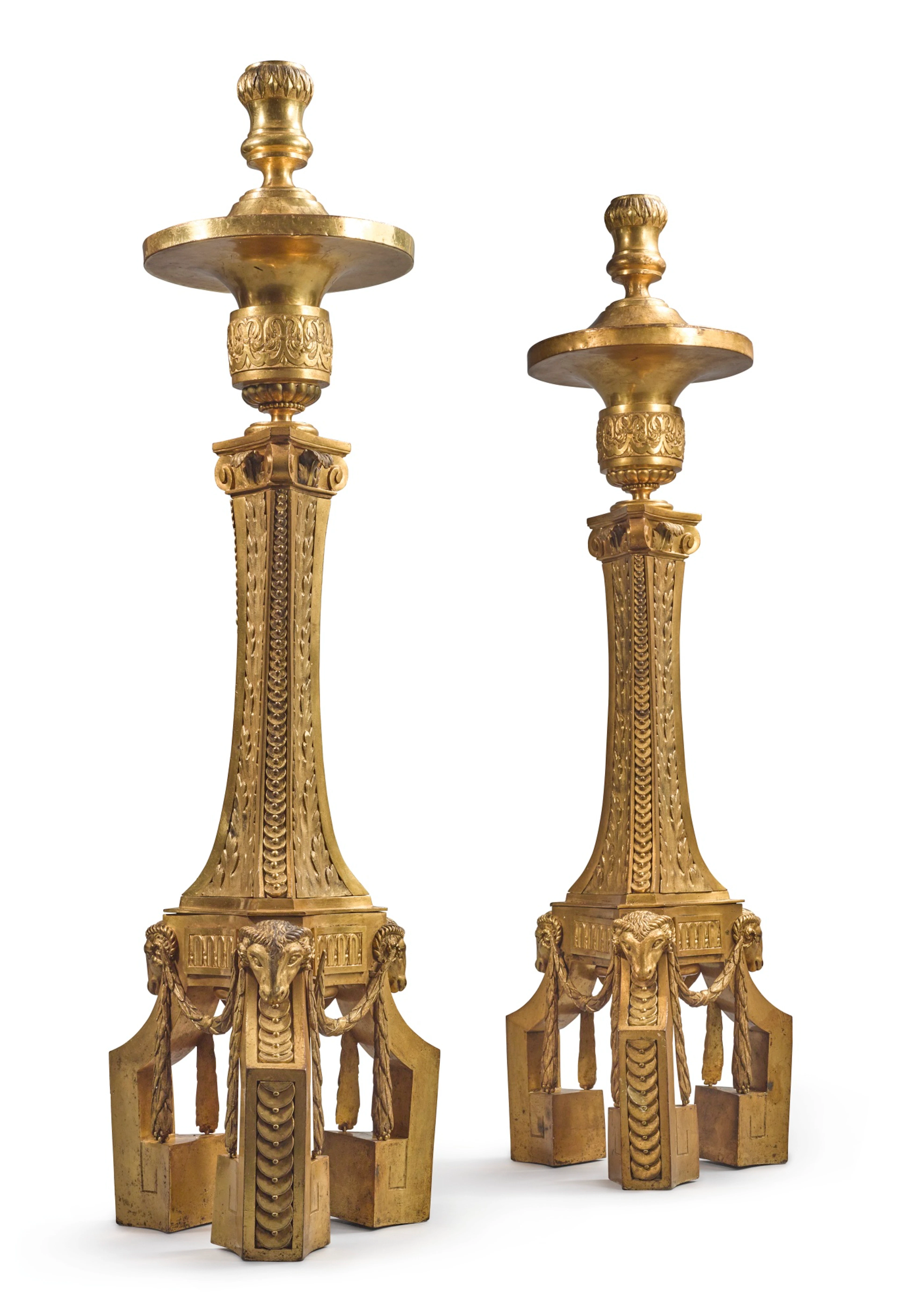 A pair of spanish colonial neoclassical ormolu candelabra after the