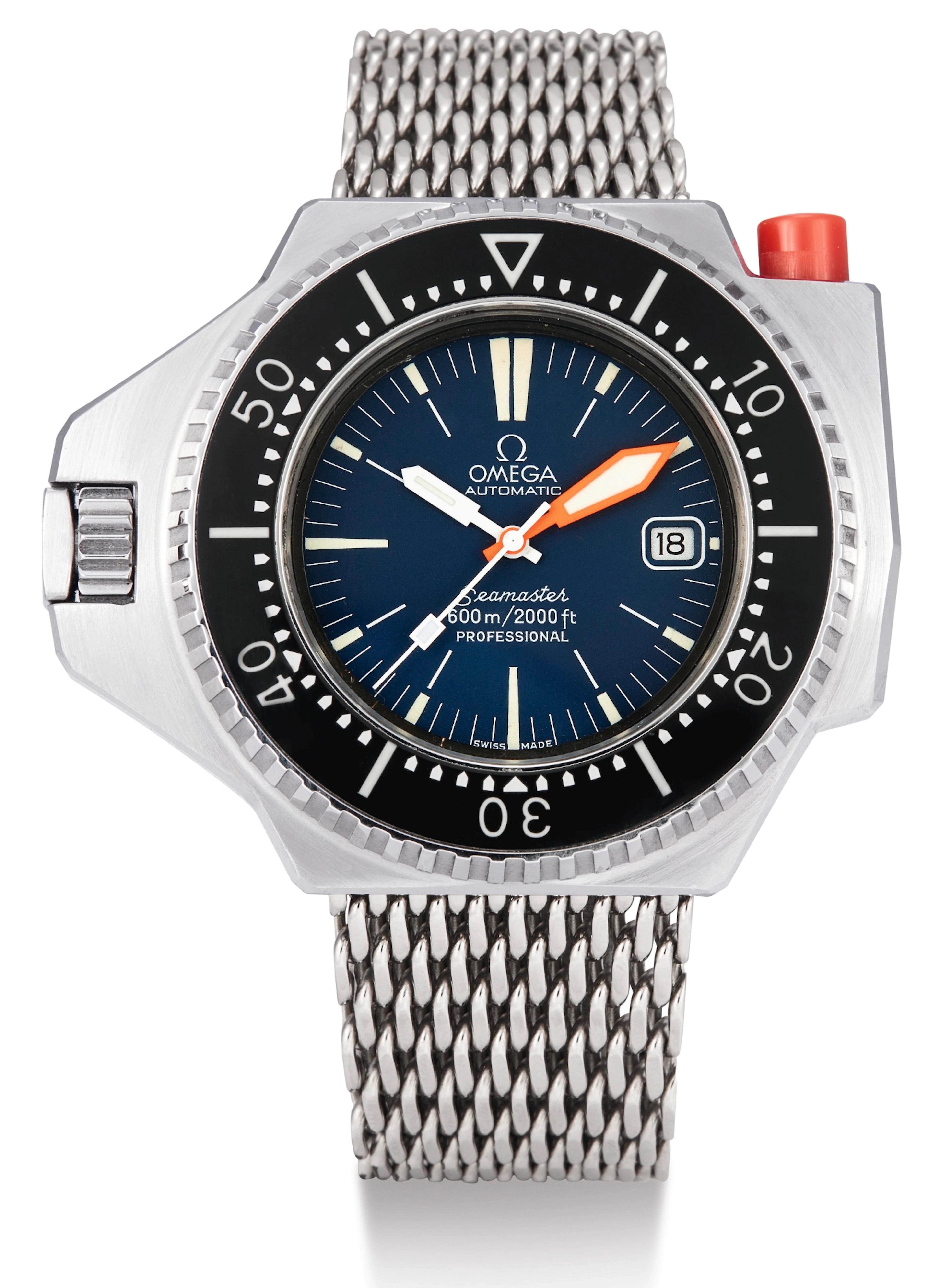 A very rare oversized stainless steel automatic center seconds wristwatch