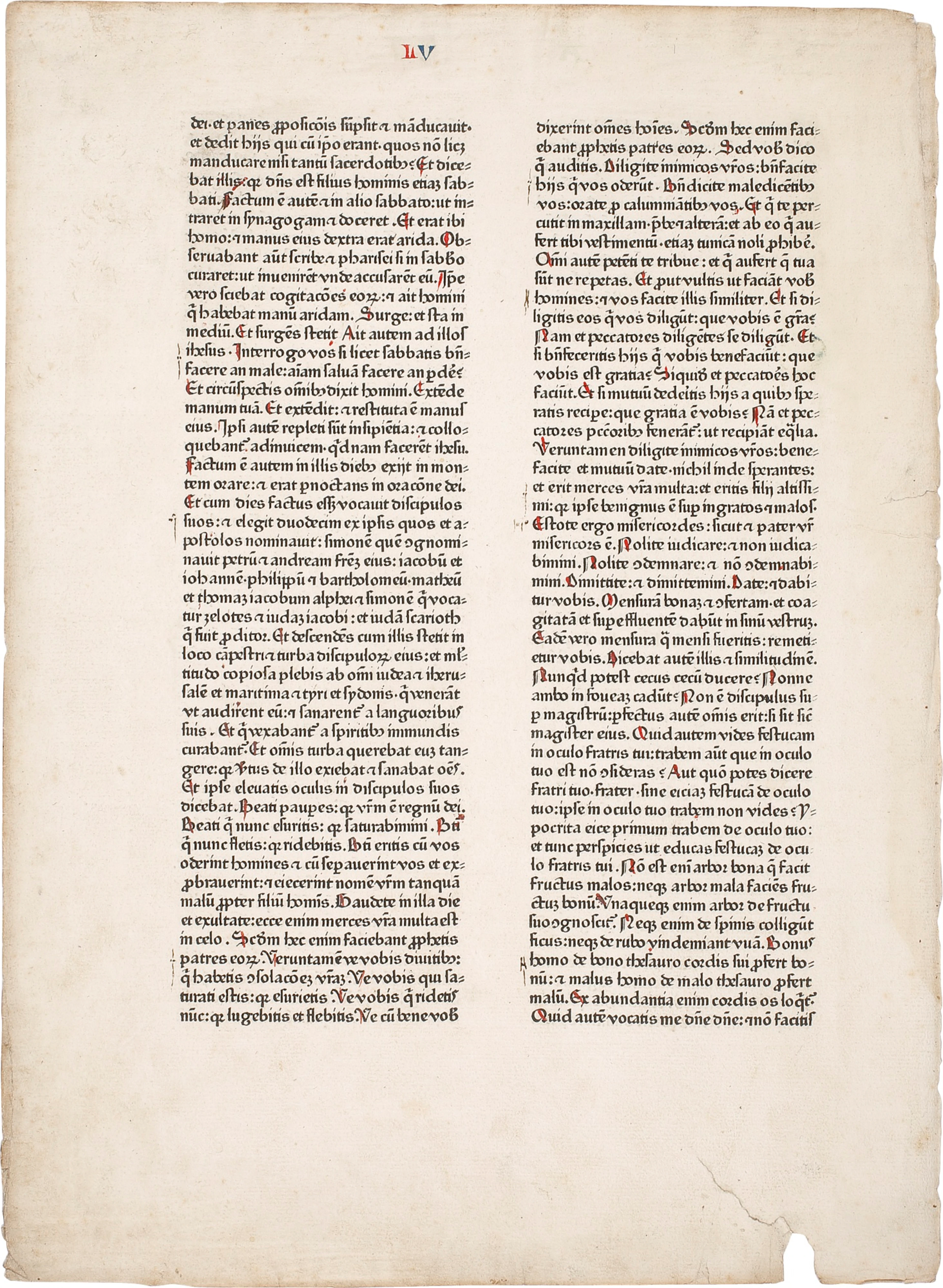 A leaf from the 1462 Bible. Mainz: Johann Fust and Peter Schoeffer