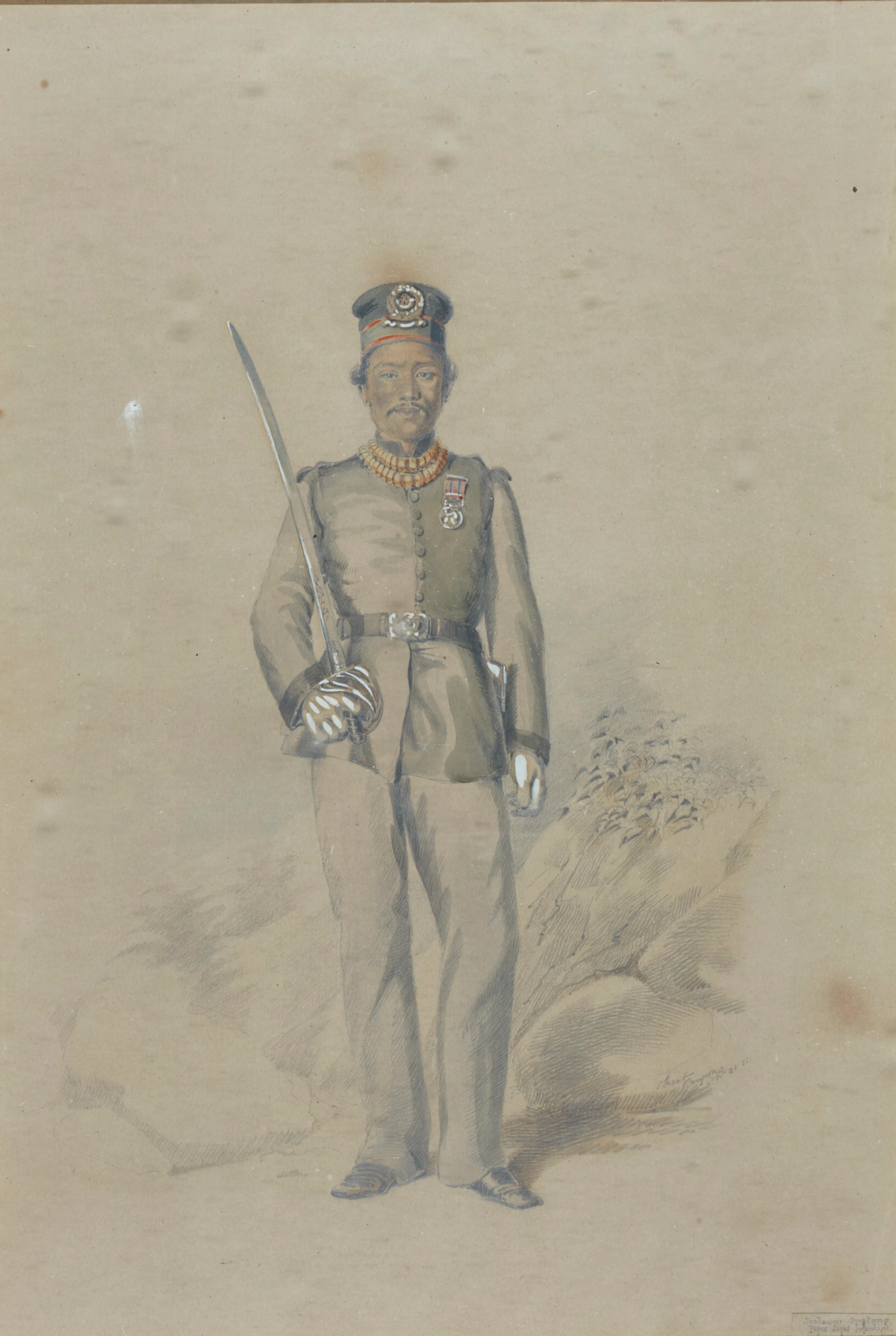 Portrait of Subedar (Captain) Ongtong of the Pegu Light Infantry