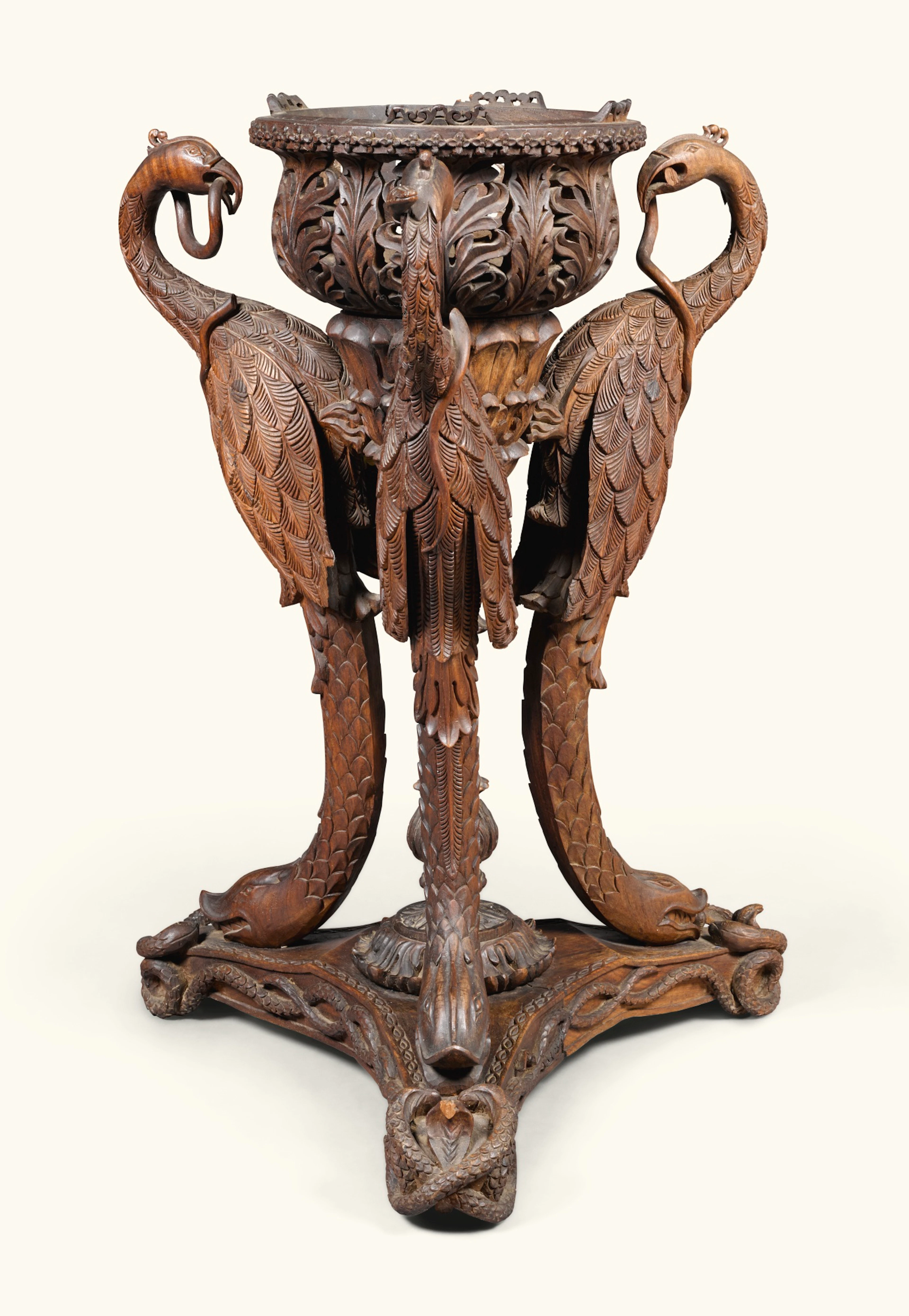 An anglo-indian carved hardwood jardinière, bombay, mid-19th century
